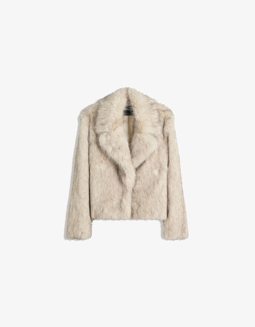 Faux fur jacket-Cream-3