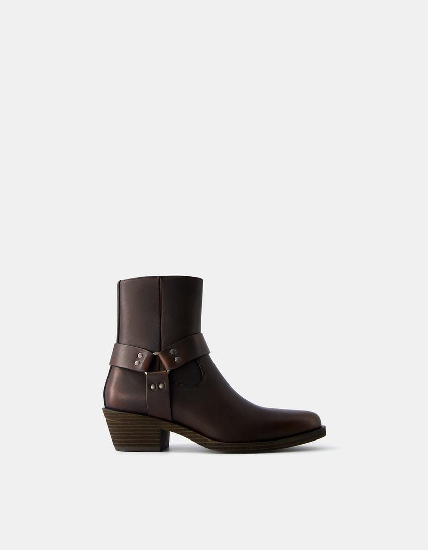 Bottines cowboy effet usé homme-Marron-5