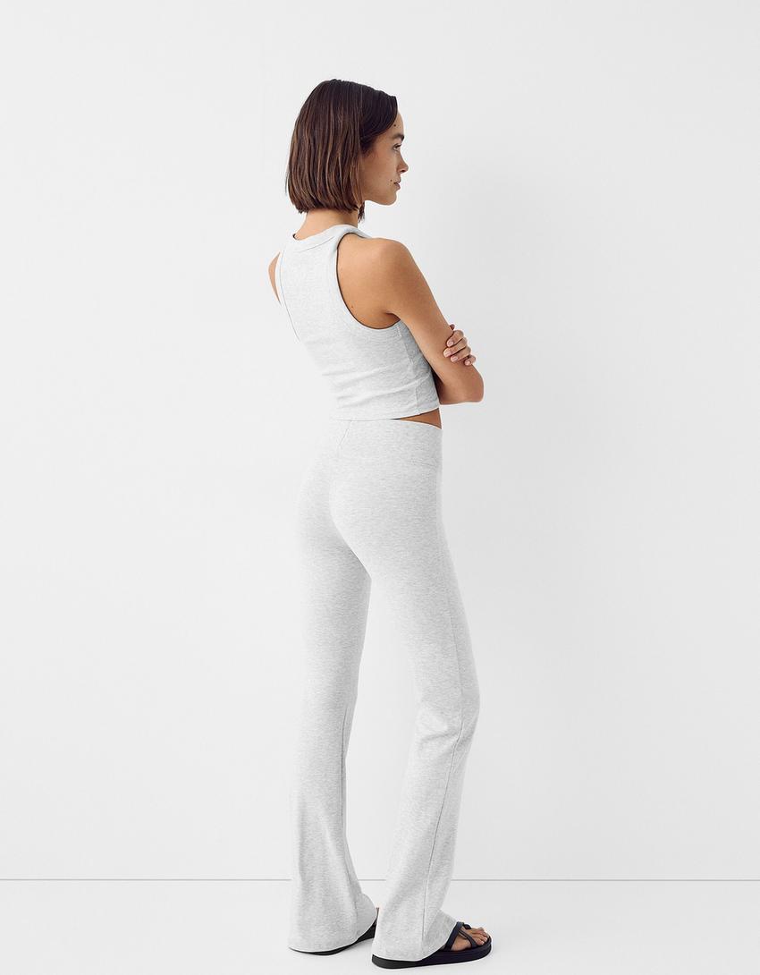 T-shirt and flared pants set-Grey-5