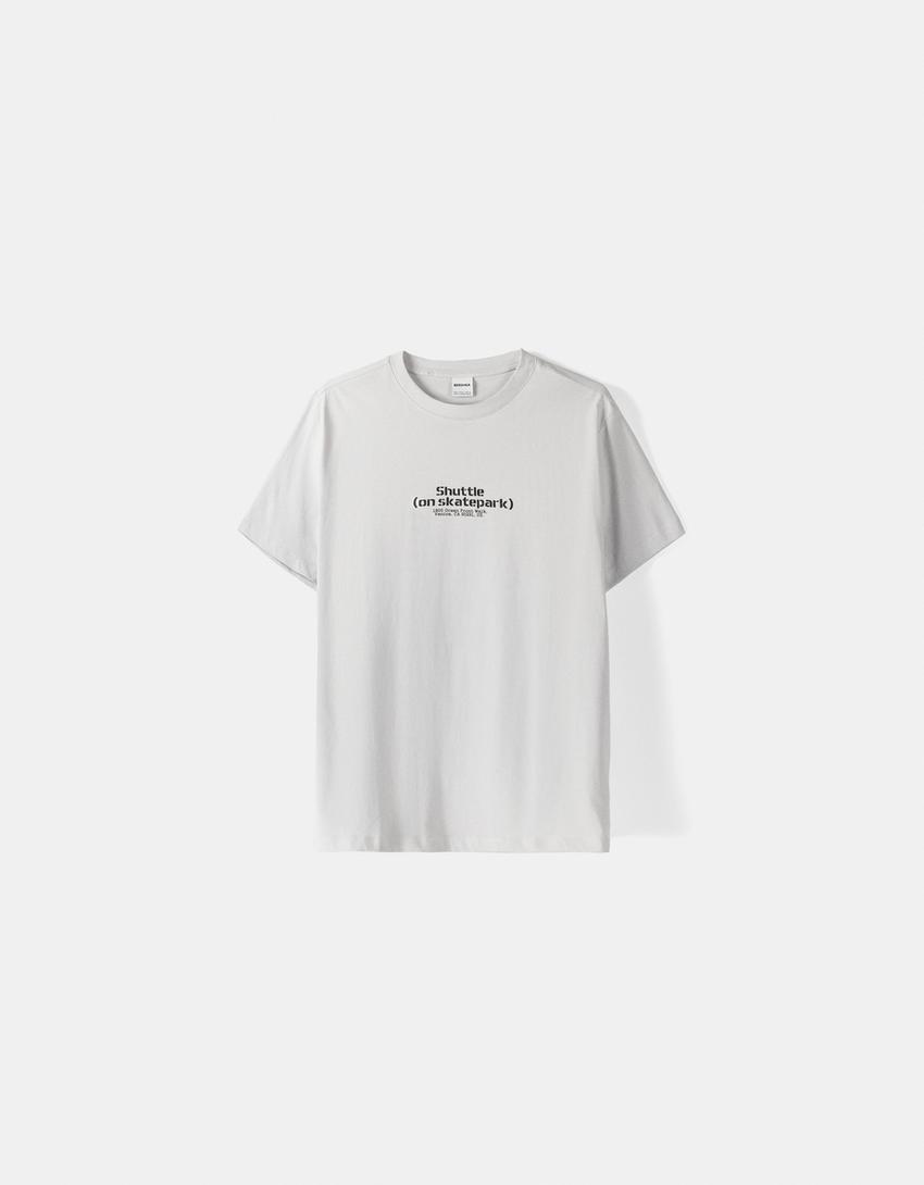 Short sleeve T-shirt with print-Grey-4