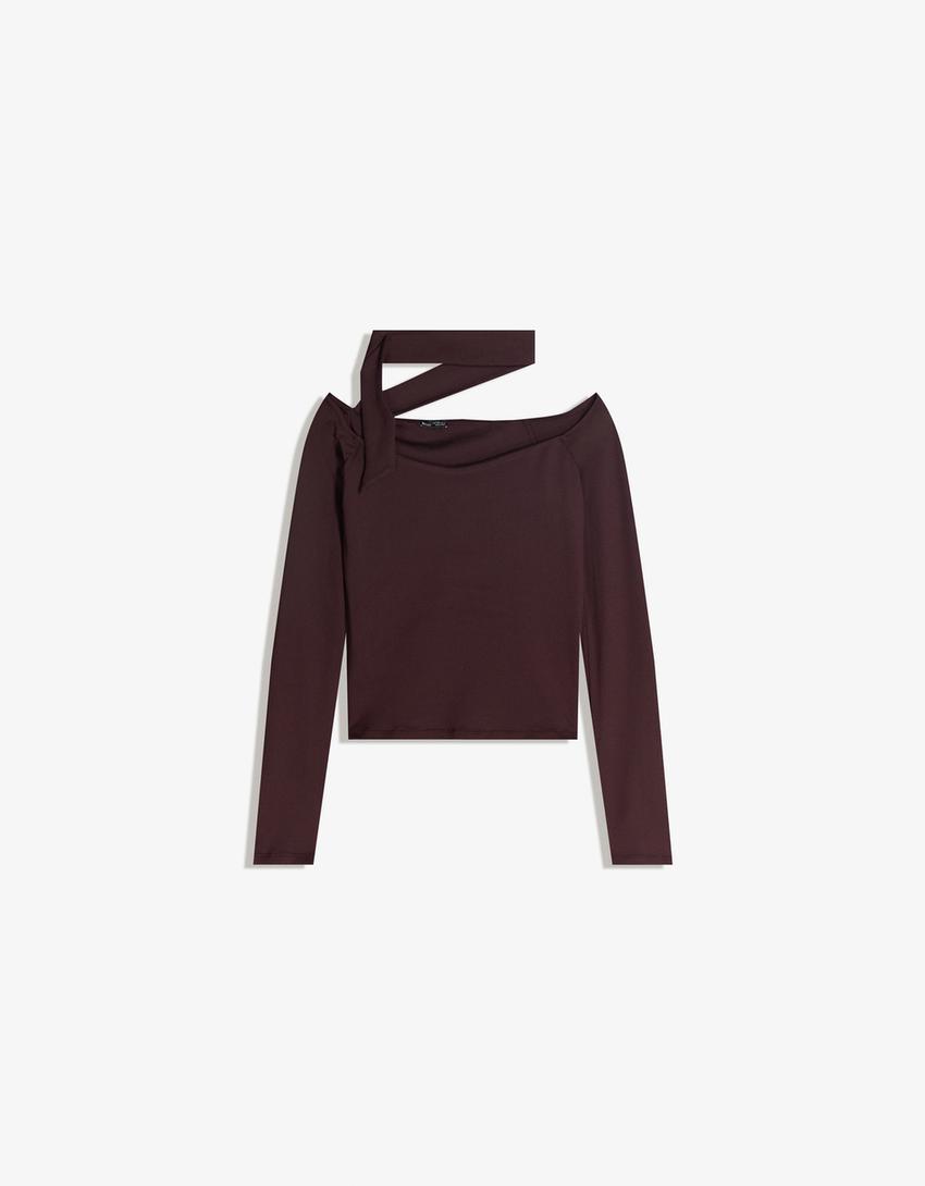 Camiseta manga larga pañuelo-Morado