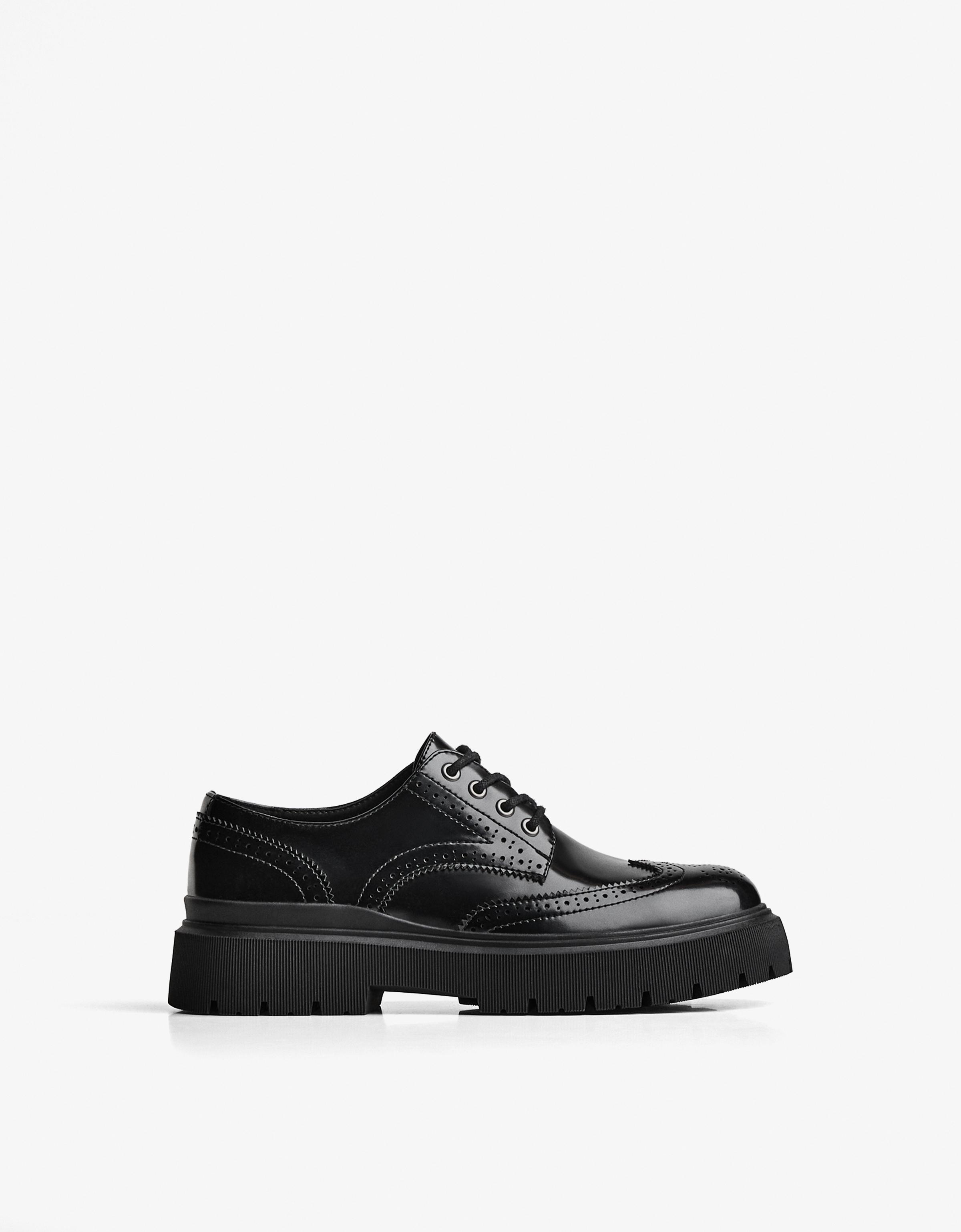 Bershka Brogue-Schuhe Herren 46 Schwarz