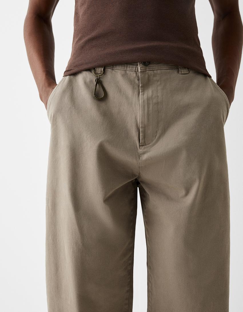 Calças skater fit mosquetão-Caramelo-3