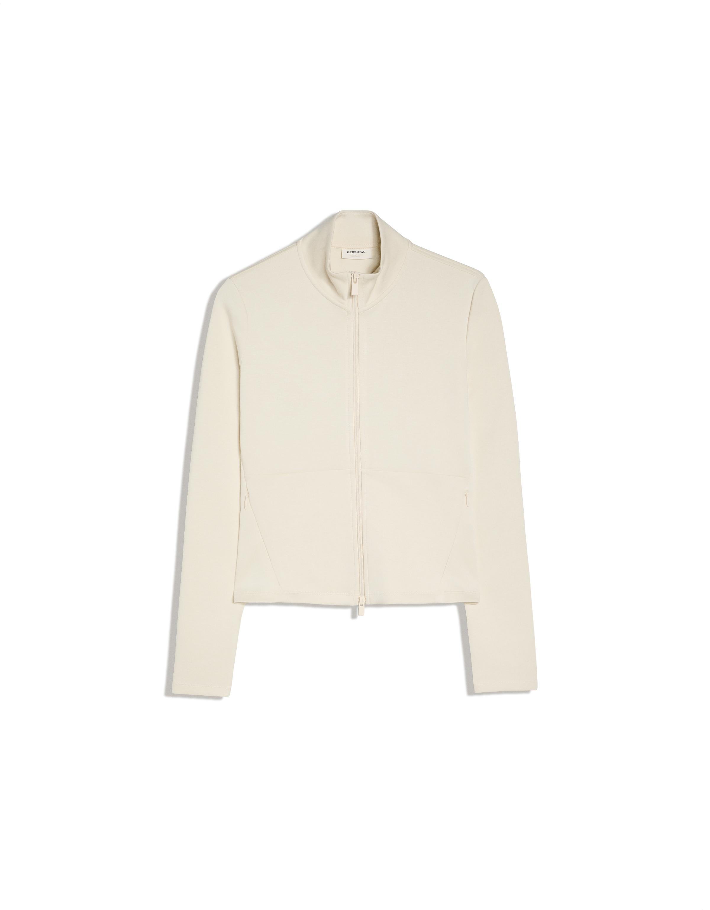 Ribbed zip jacket — Cream