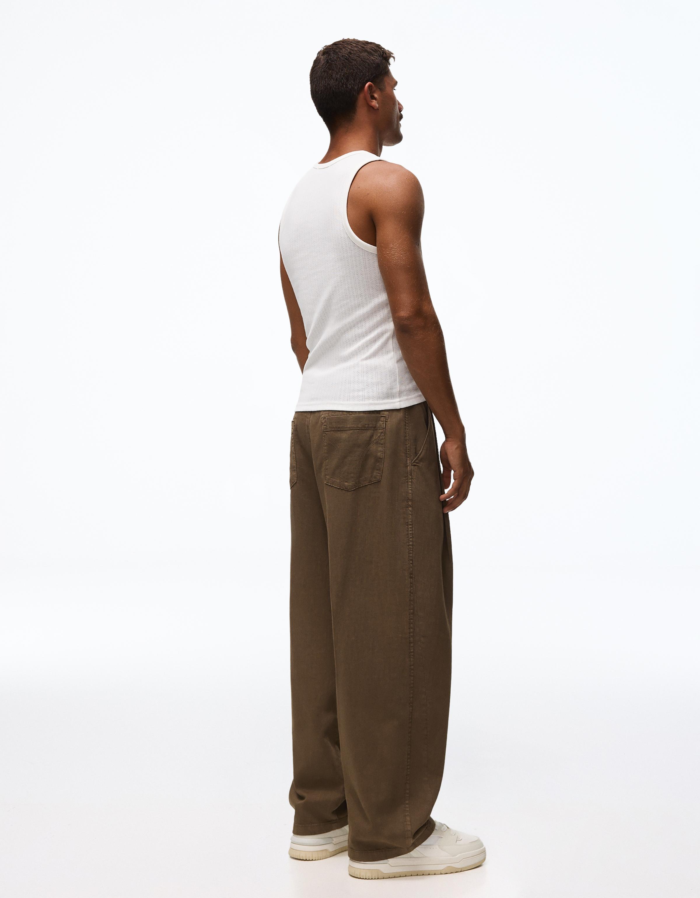 Ketenli super baggy fit pantolon - Görsel 29