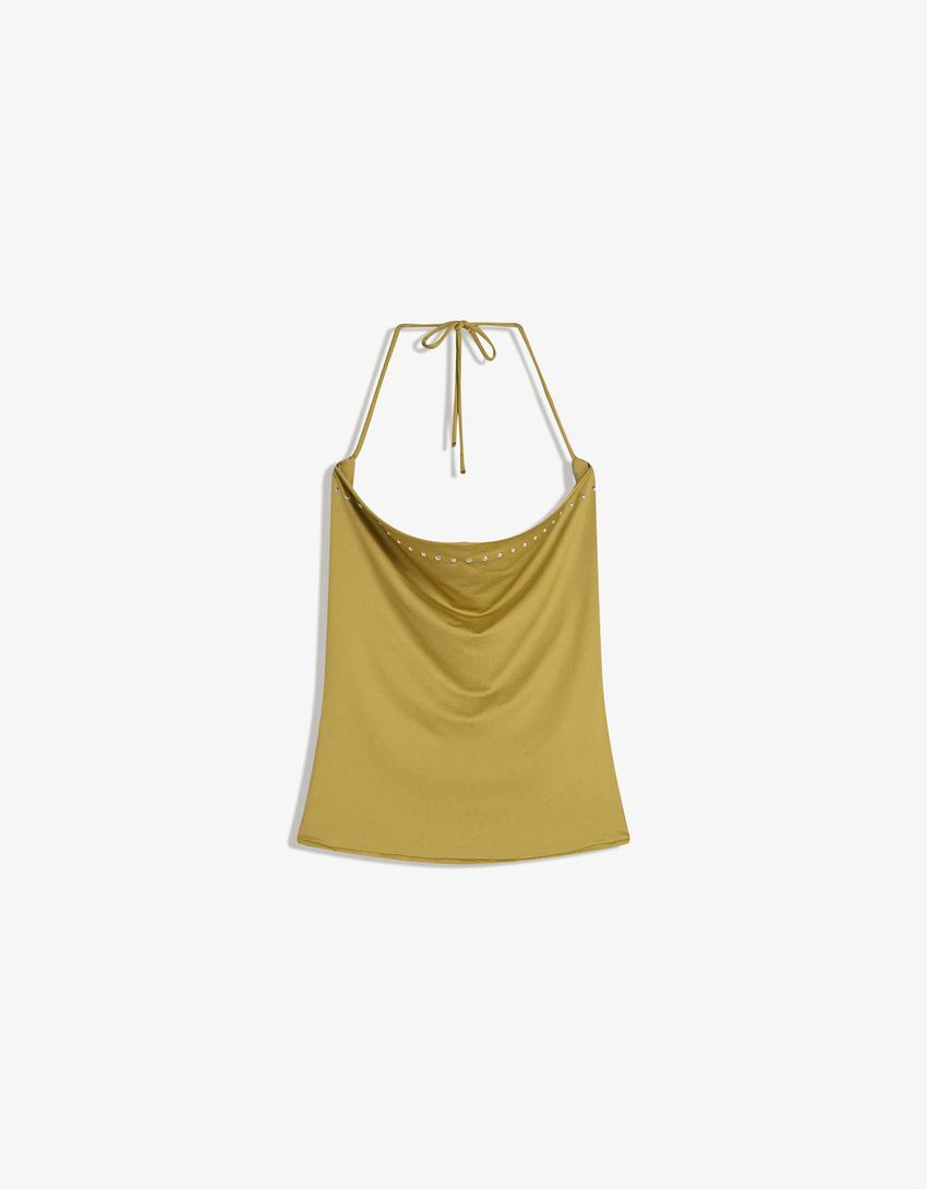Draperad topp med nitar-Grön