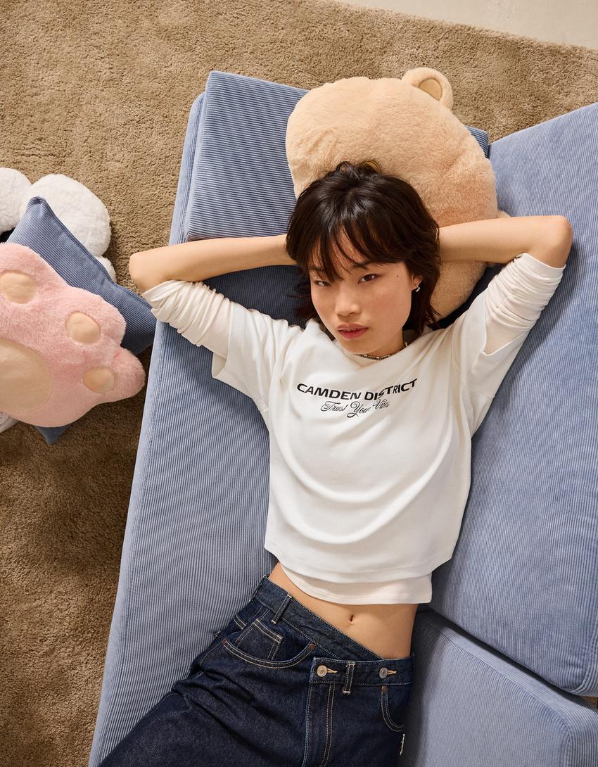 Short sleeve print T-shirt-White