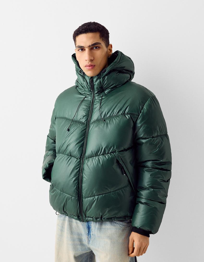 Shiny puffer jacket-Green