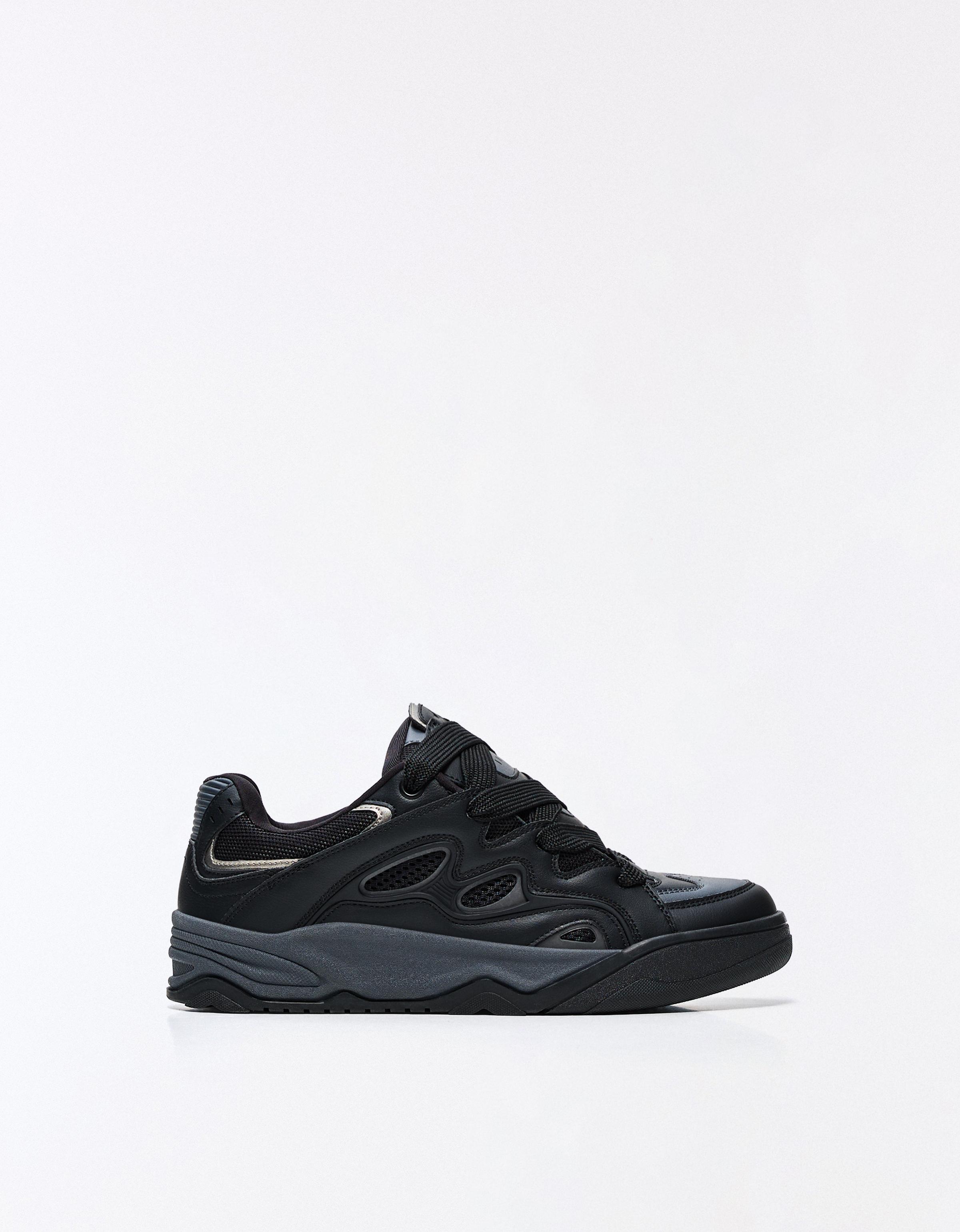 Bershka Skate-Sneaker Mit Dicker Sohle Herren 46 Schwarz