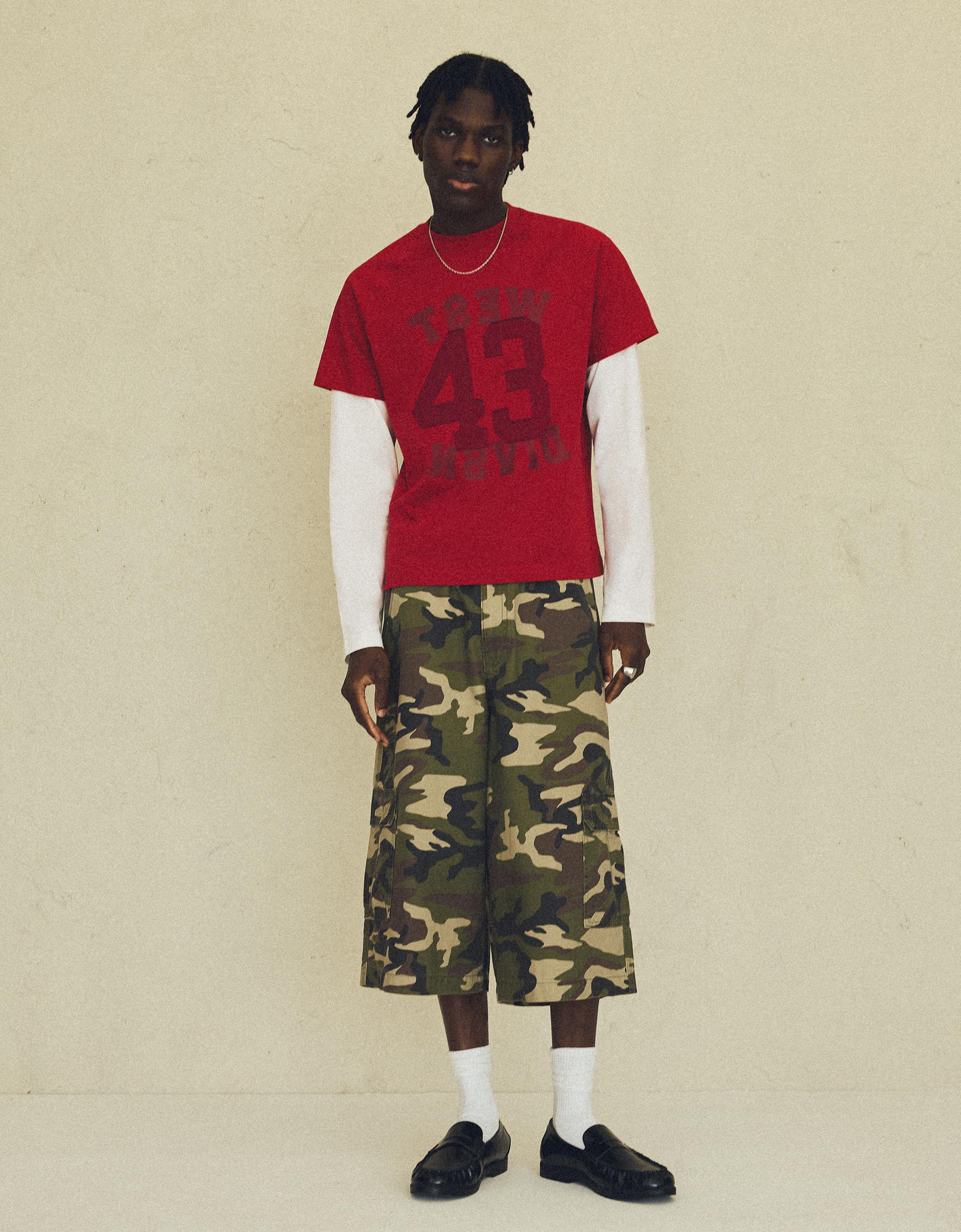 Double sleeve print T-shirt — Red