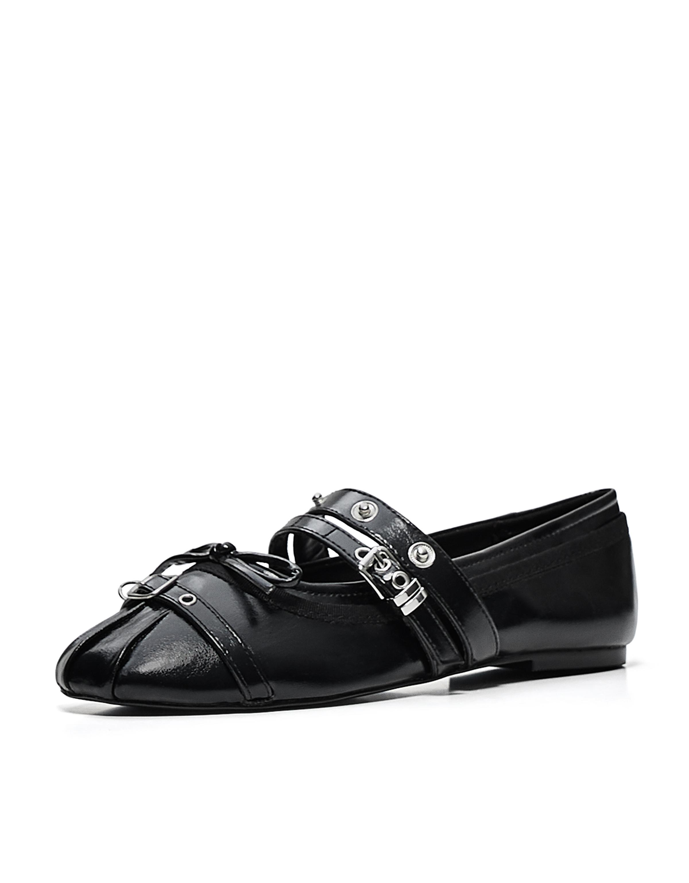 Studded ballet flats — BLACK