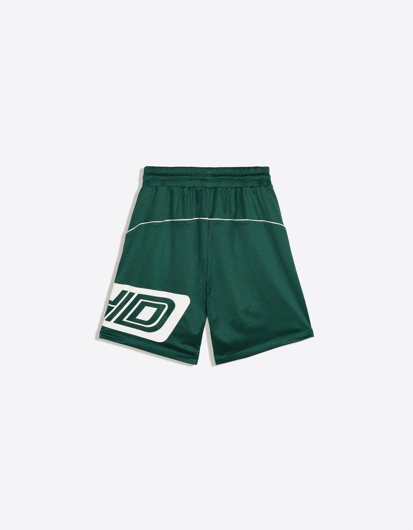 Bermuda mesh contraste print-Verde