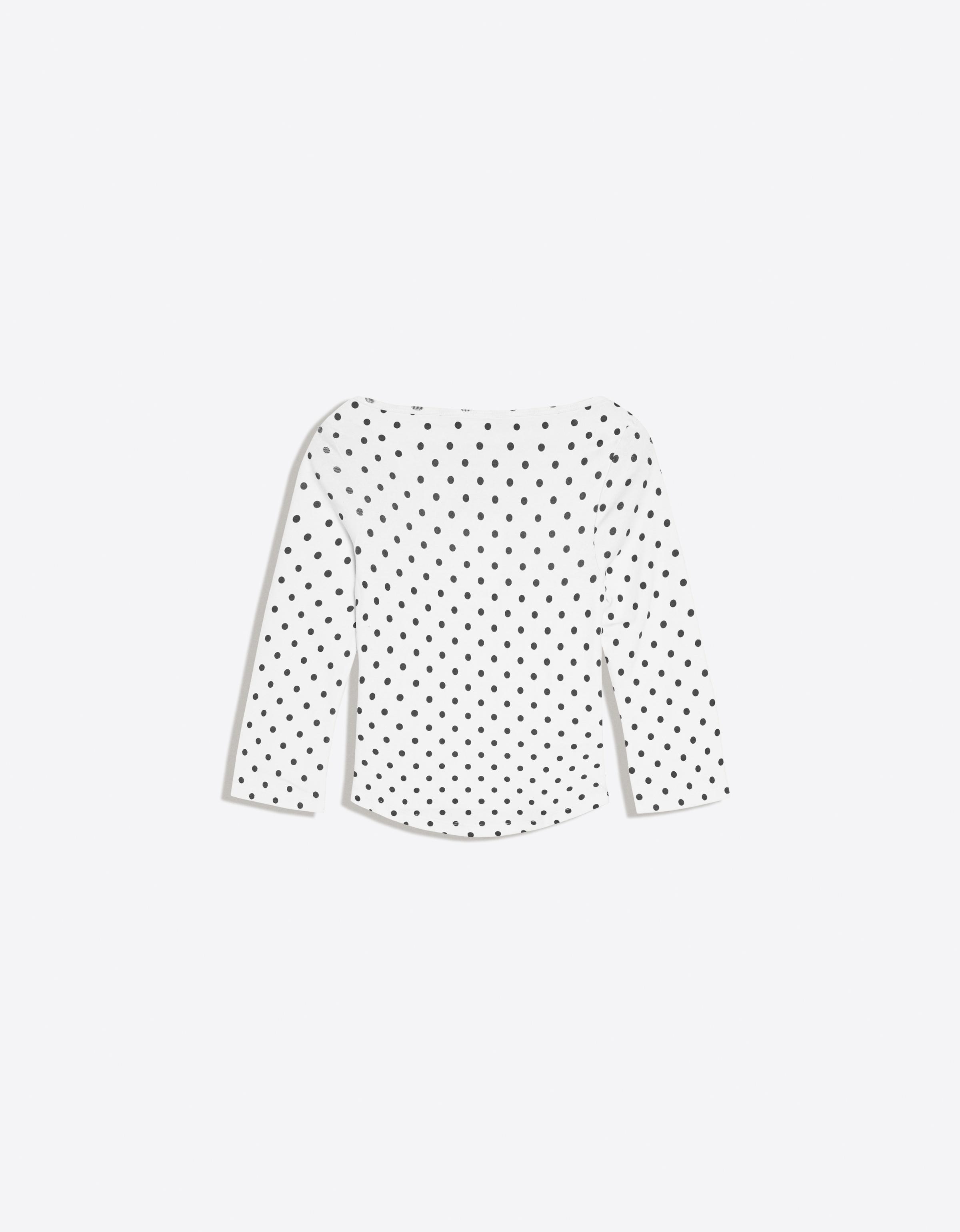 Boat neck long-sleeve T-shirt — White / Black