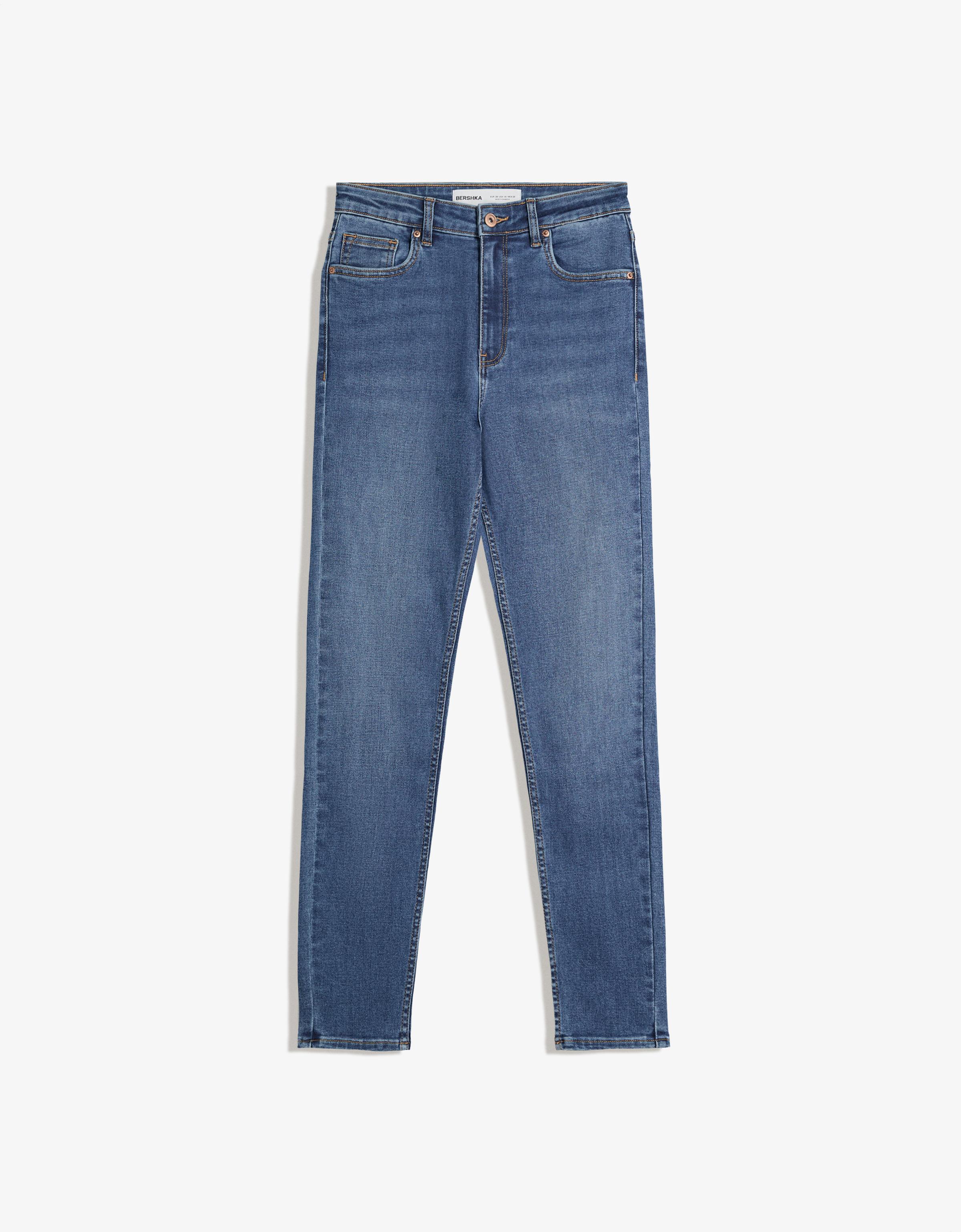 Bershka Jeans Mit Super Hohem Bund, Skinny, Soft Damen 44 Ausgewaschenes Blau