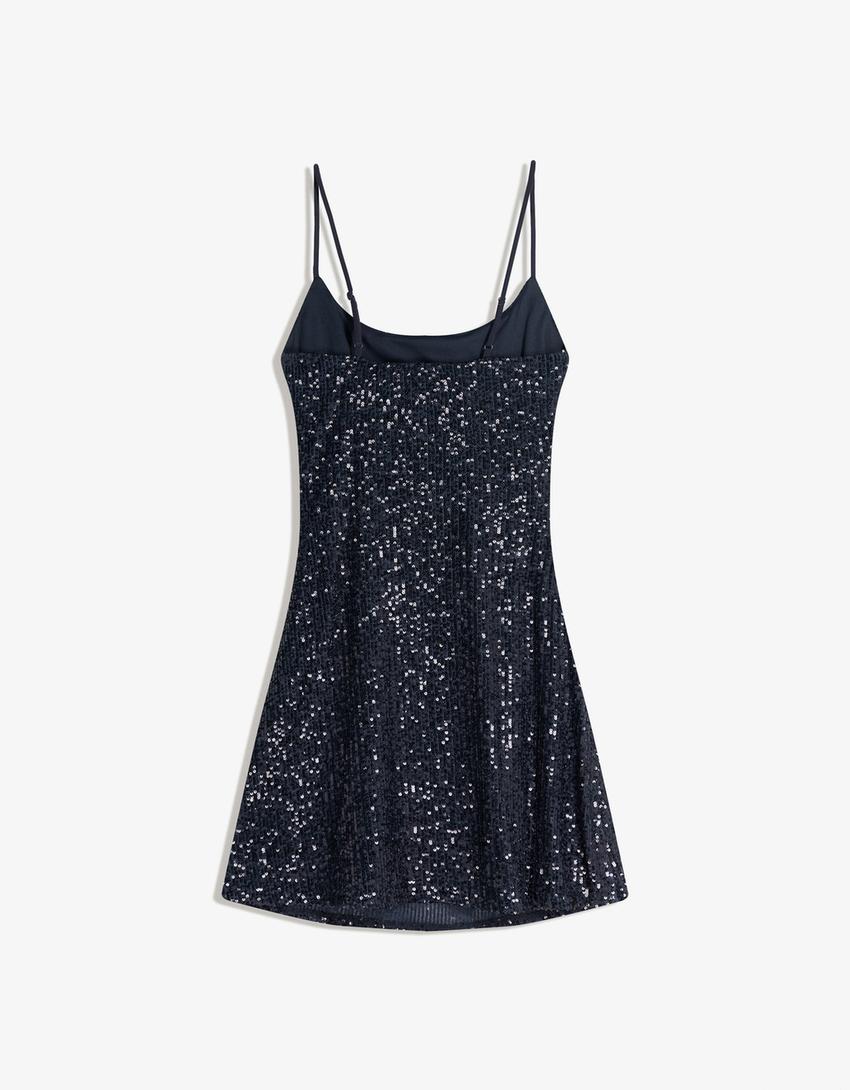 Sequin mini dress-Dark blue