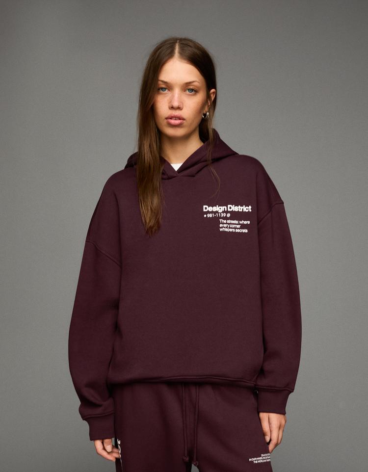 Baskılı kapüşonlu sweatshirt