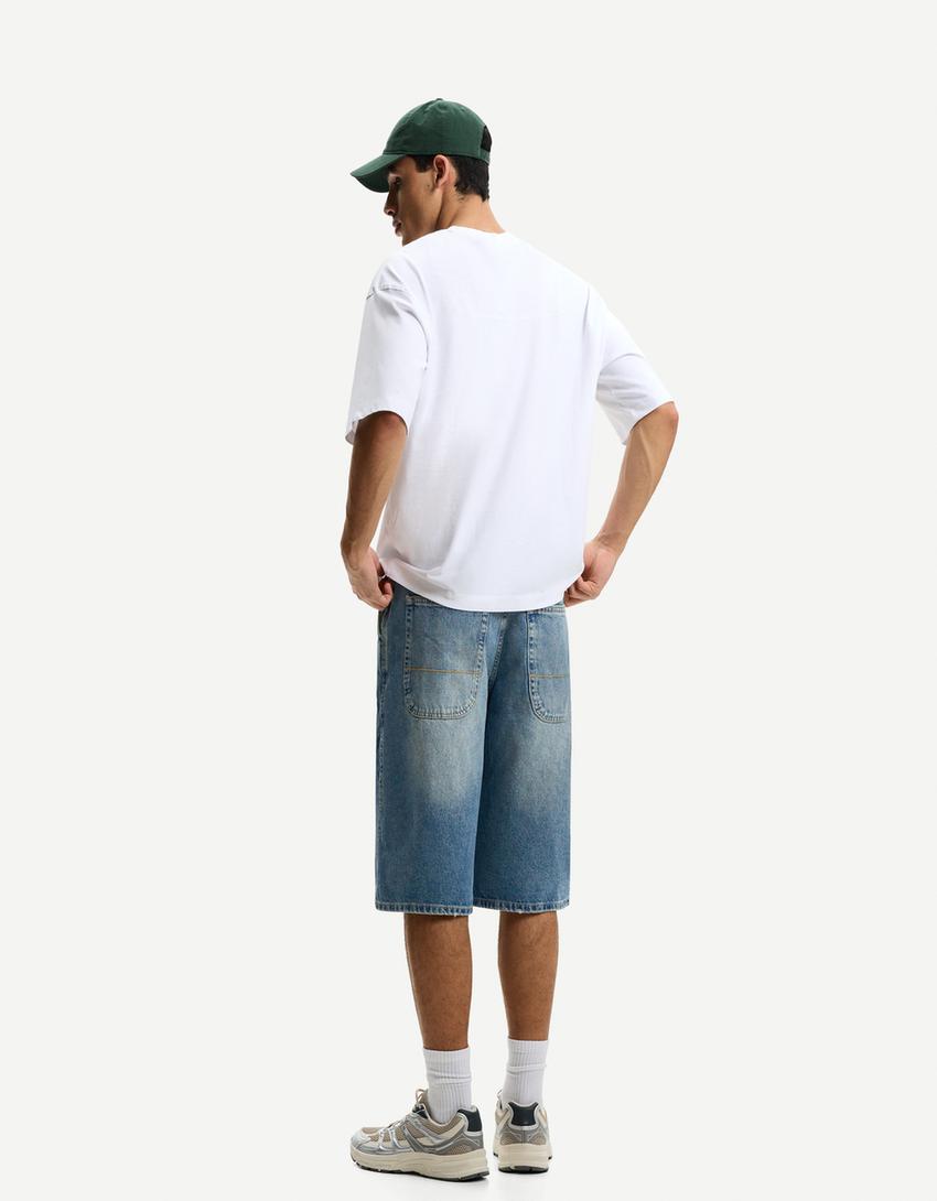 Bermuda denim skater-Bleu lavé
