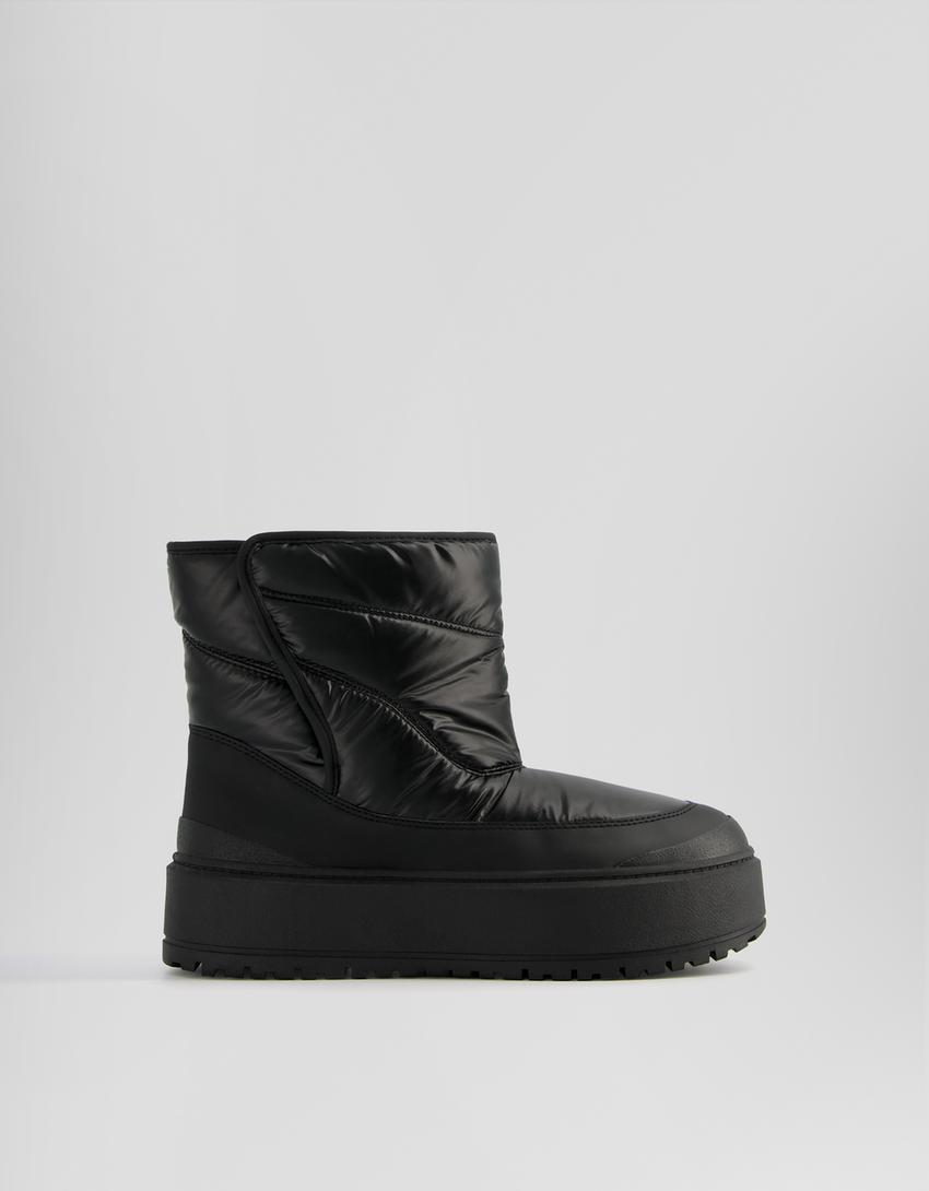 Padded platform ankle boots-BLACK-5