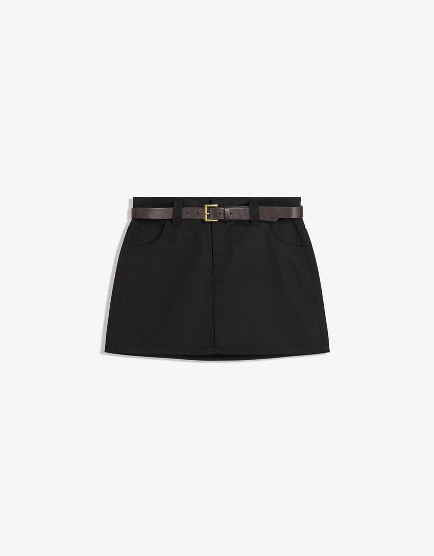 Mini-jupe ceinture-Noir-0