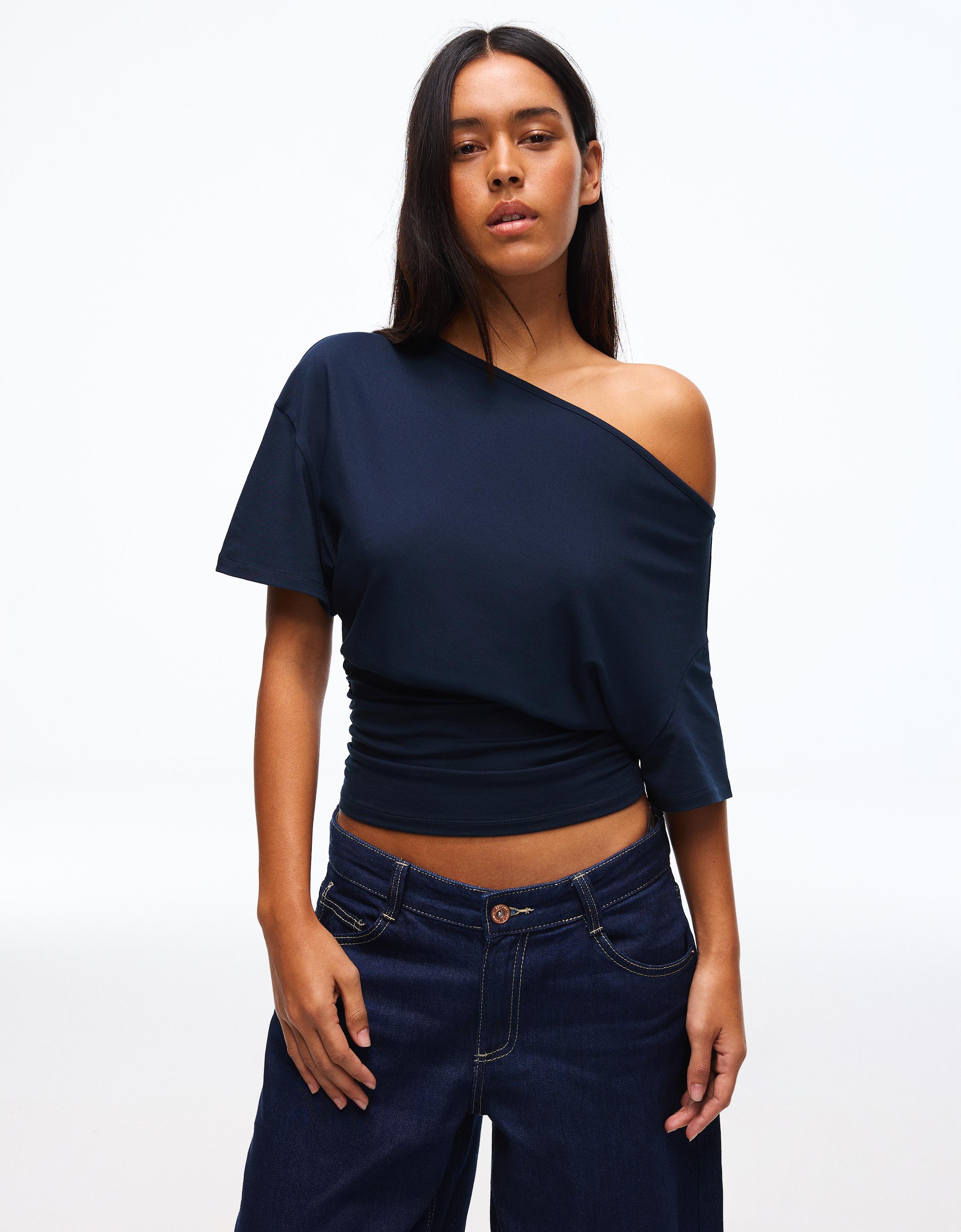 Asimetrik kısa kollu tişört - Görsel 222