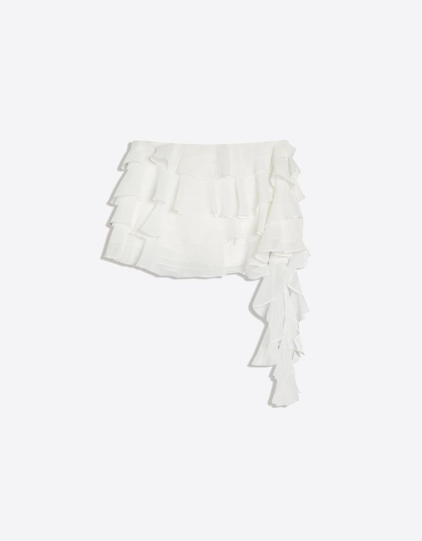 Falda mini volantes-Blanco