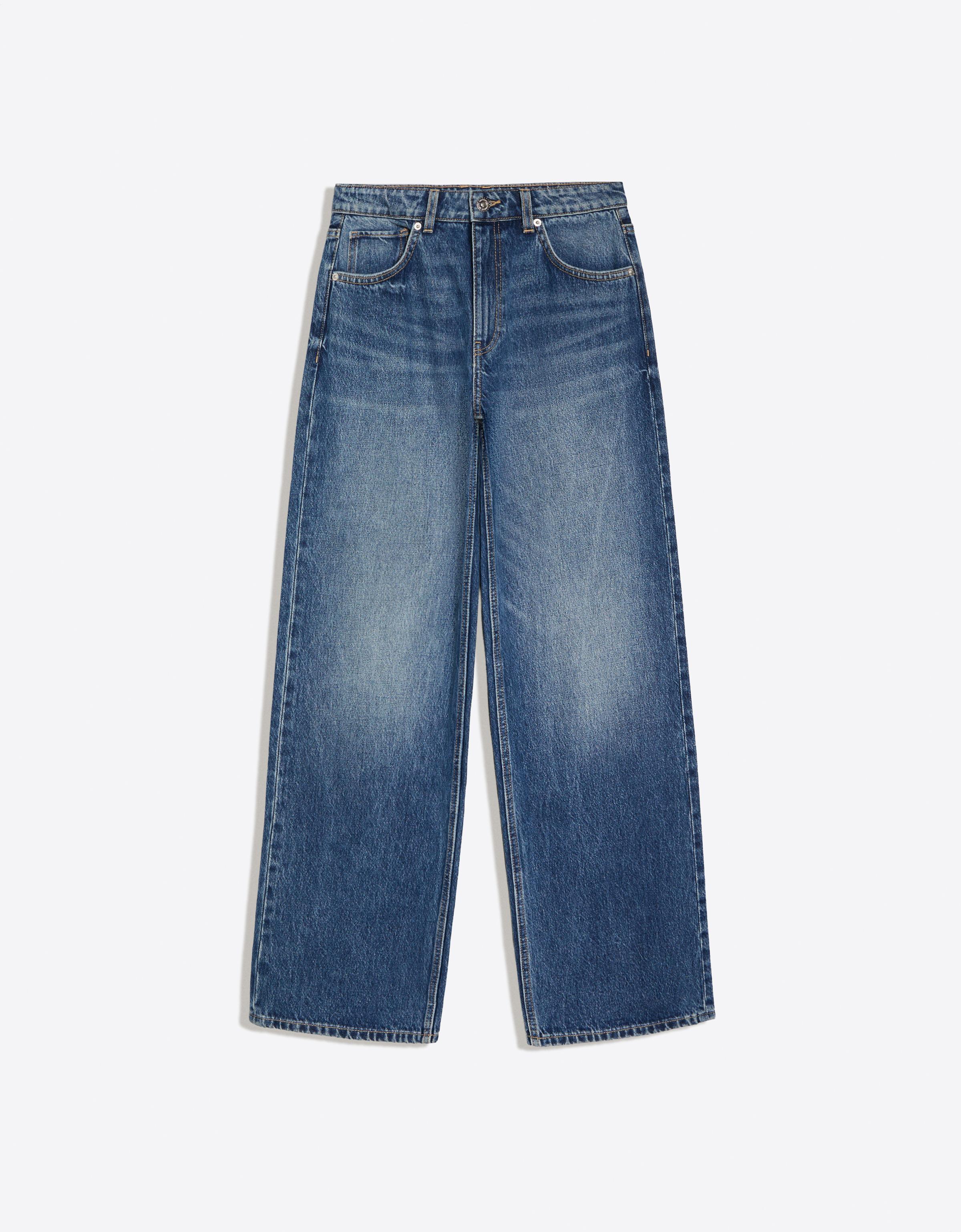 High-waist wide straight-leg jeans — Blue