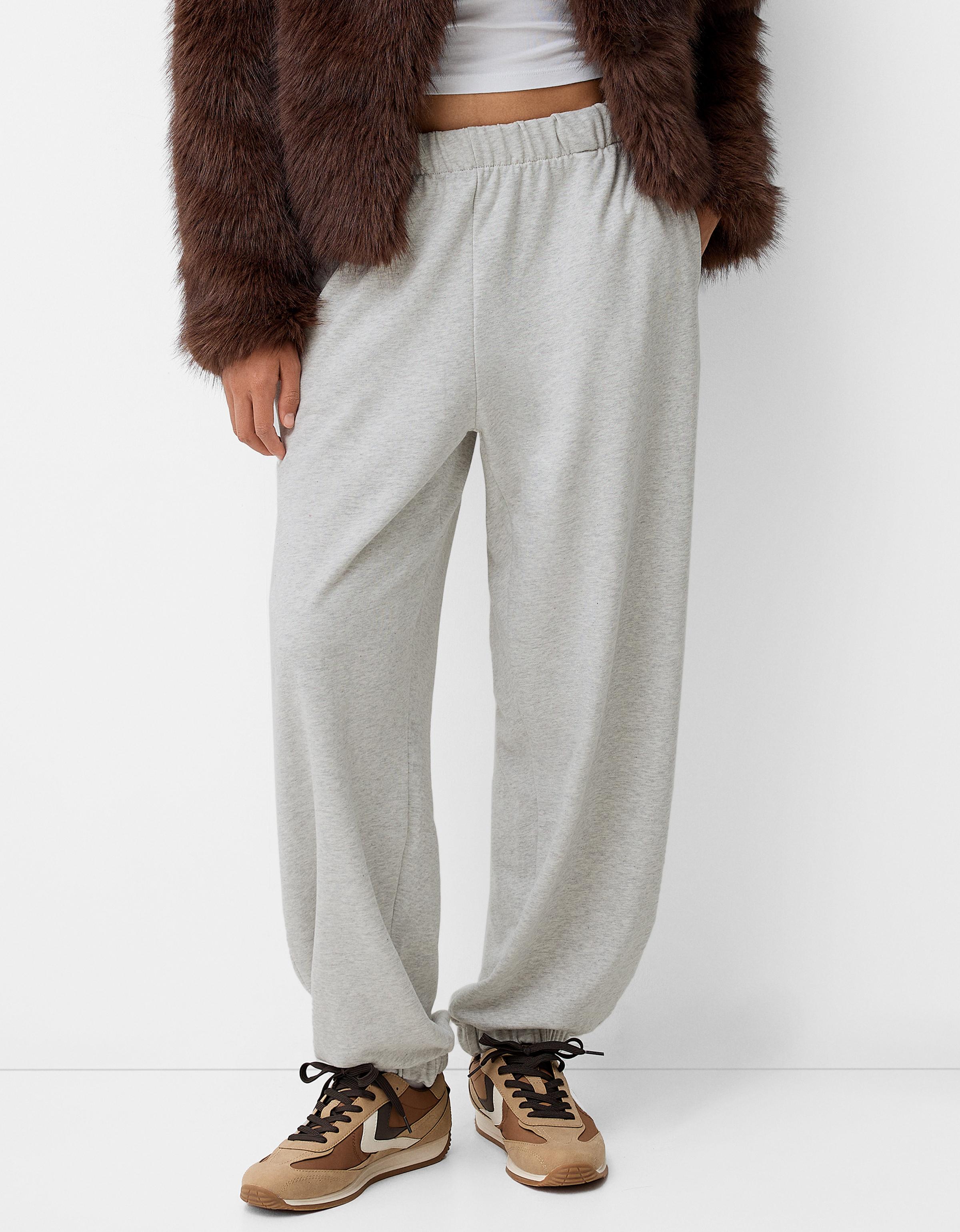 Bershka Joggerhose Aus Plüsch Damen Xs Grau