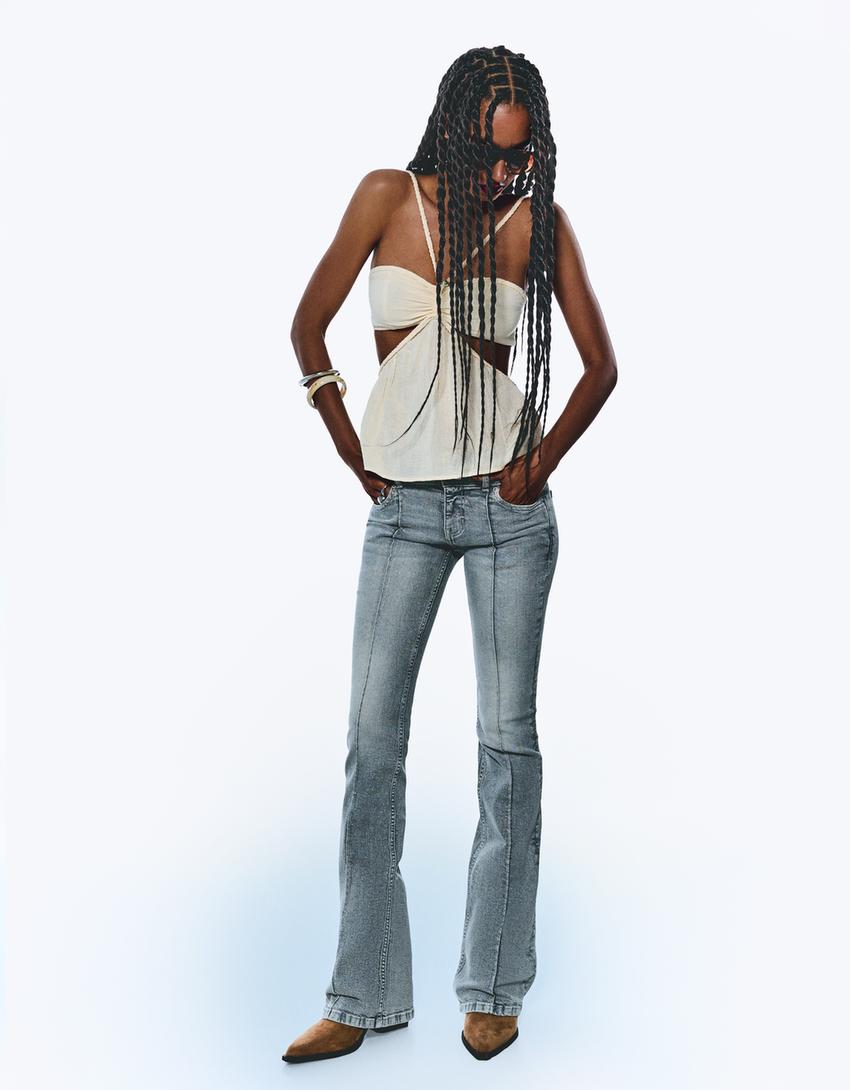 Jean bootcut taille basse-Gris foncé-2