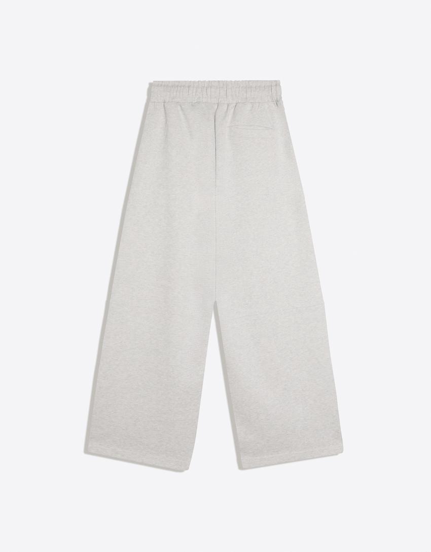 Pantaloni super baggy fit a pieghe-Grigio