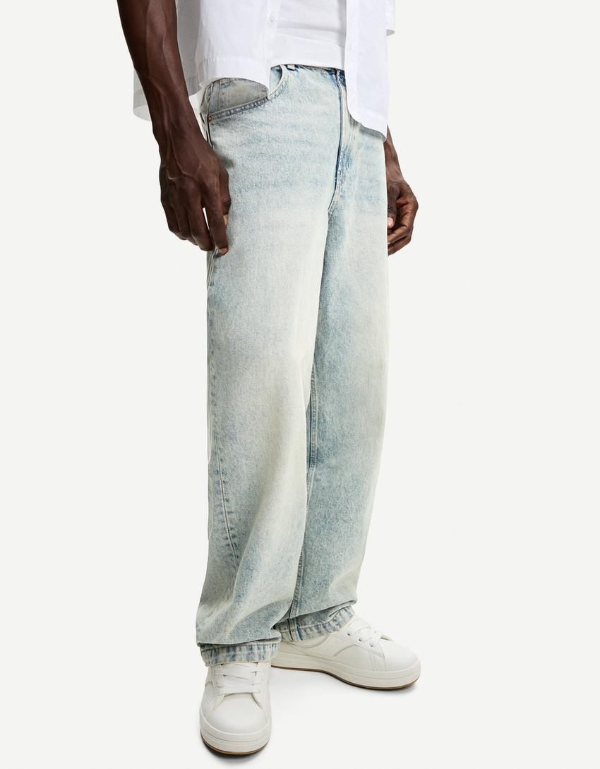 Super Baggy Jeans-Ausgewaschenes Blau-1