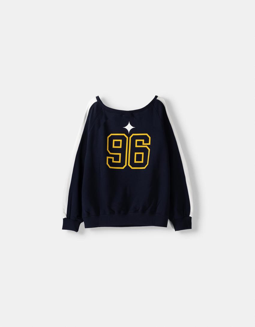 LA Galaxy print Bardot sweatshirt-Dark blue