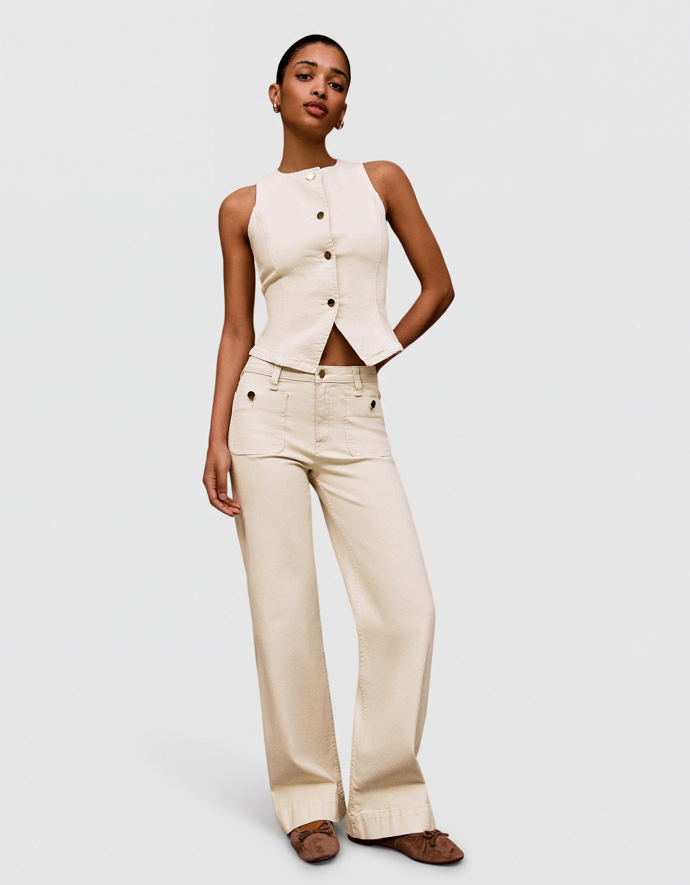 Dikişsiz geniş paça jean - Görsel 21