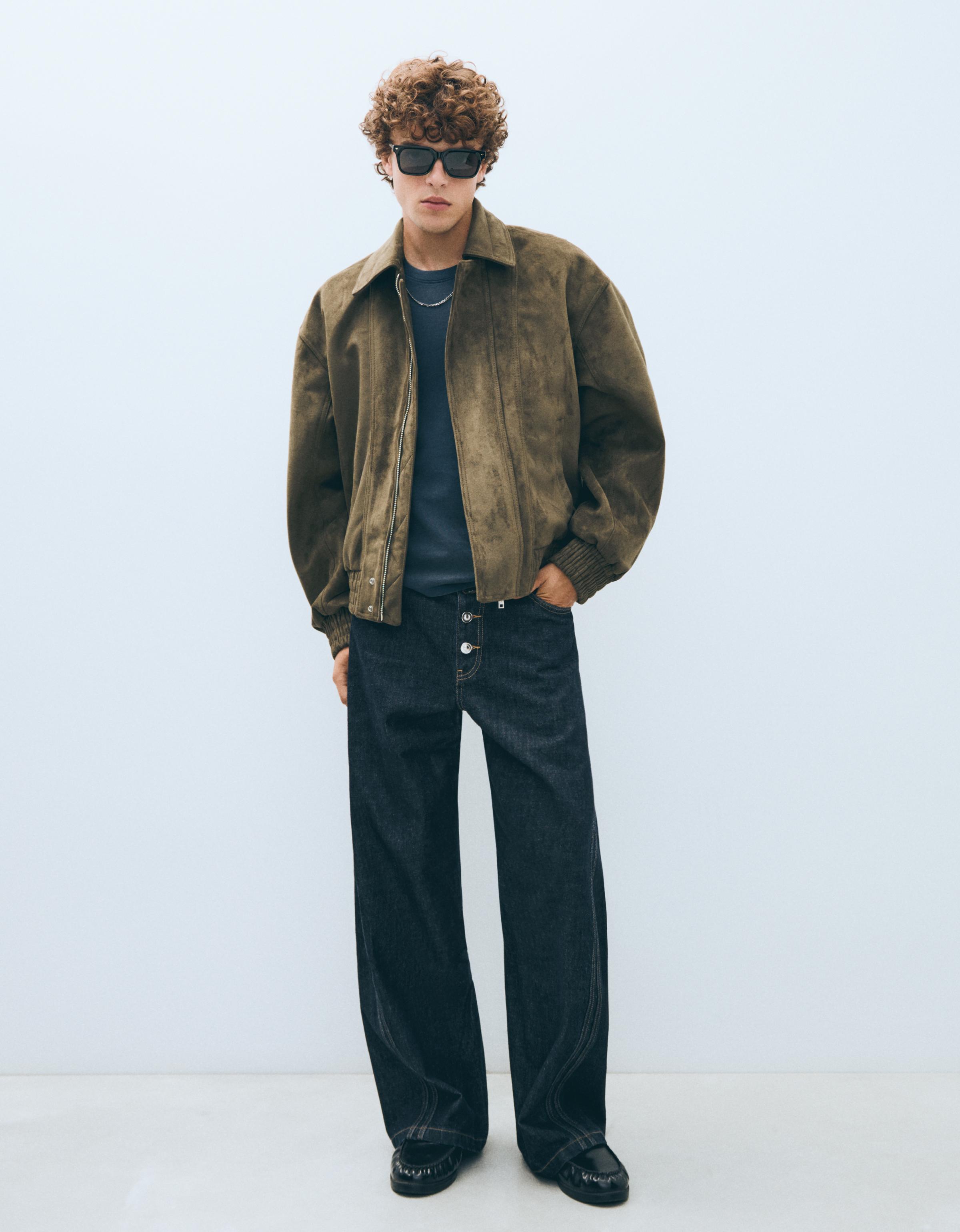 Faux suede jacket — Khaki