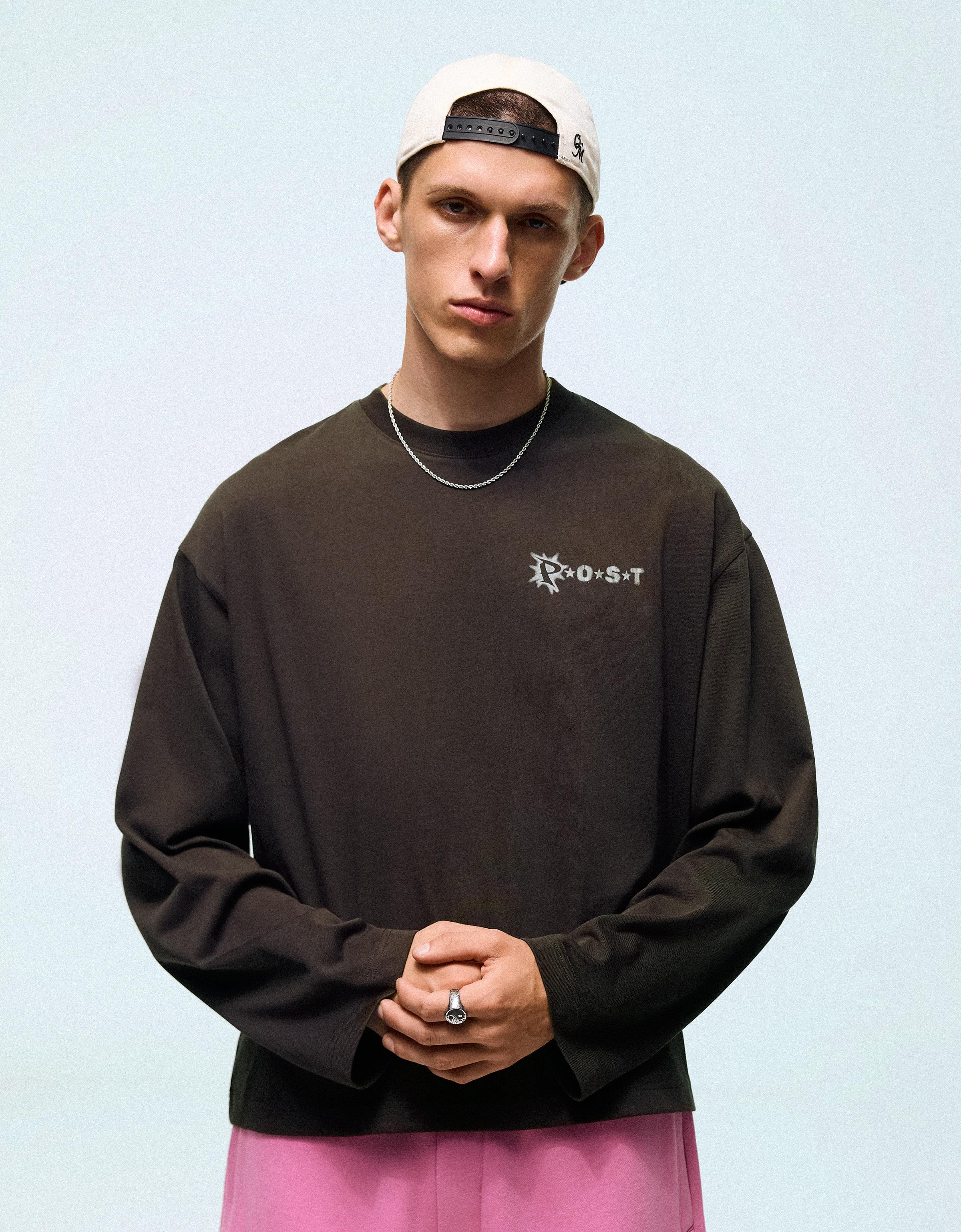 Long sleeve print T-shirt — Grey
