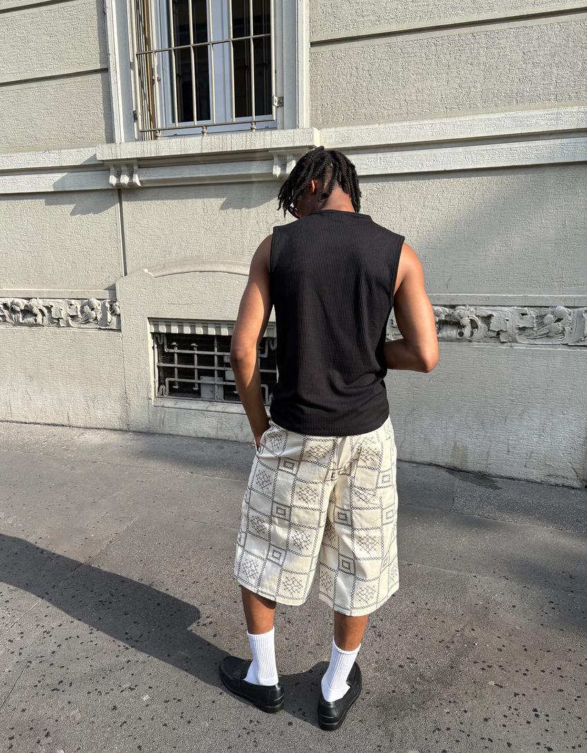 Bermuda baggy fit-Écru-1