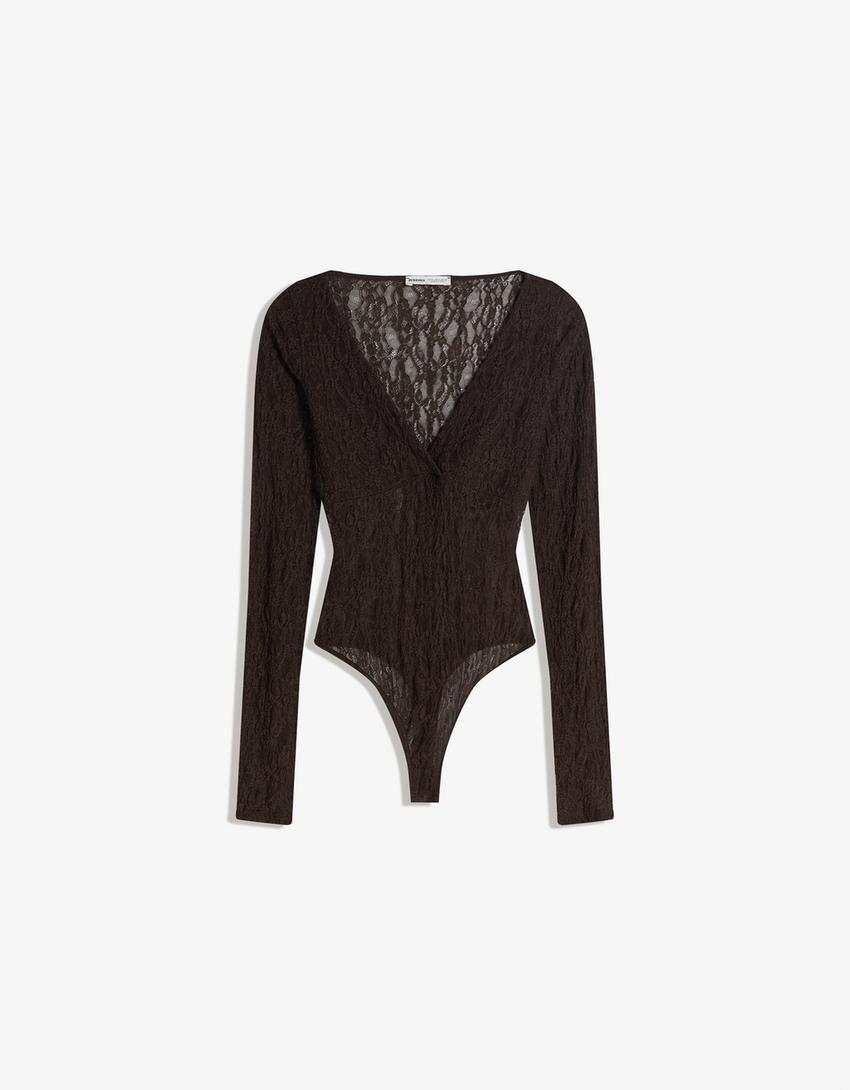 Bodi màniga llarga blonda-Marró