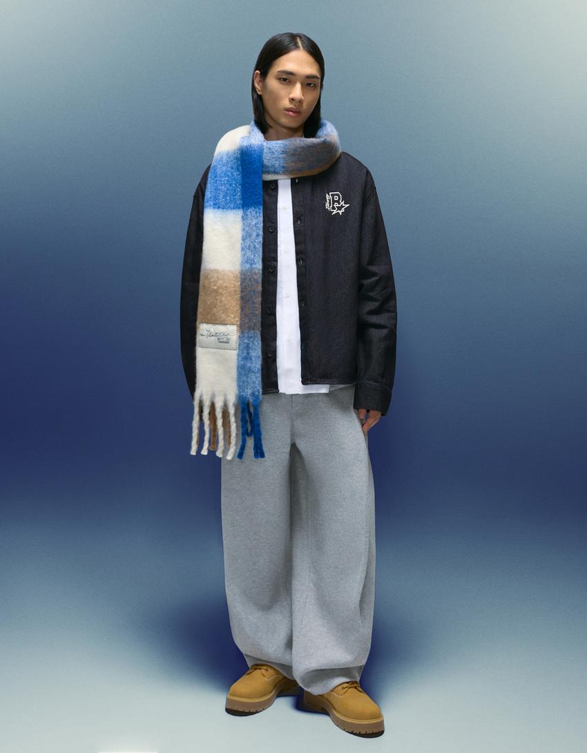 Džinsiniai „oversize“ marškiniai-Mėlyna