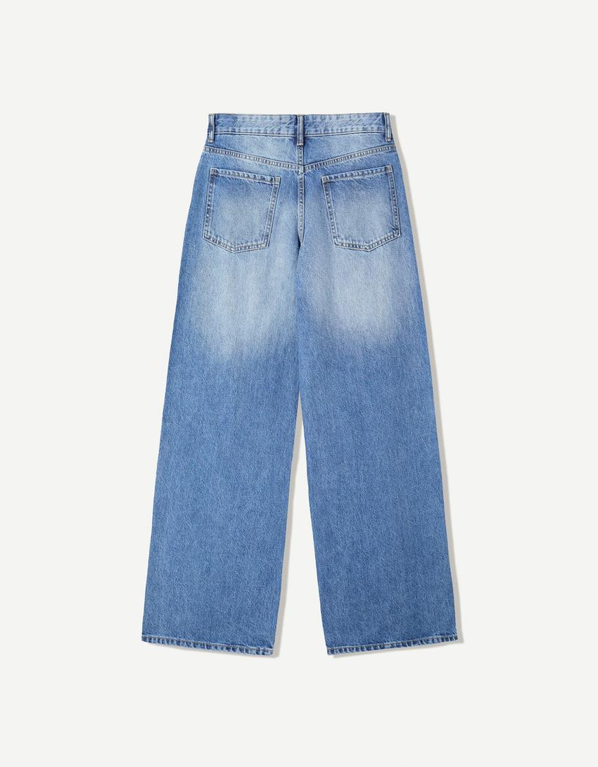 Boyfriend-Jeans-Ausgewaschenes Blau-4