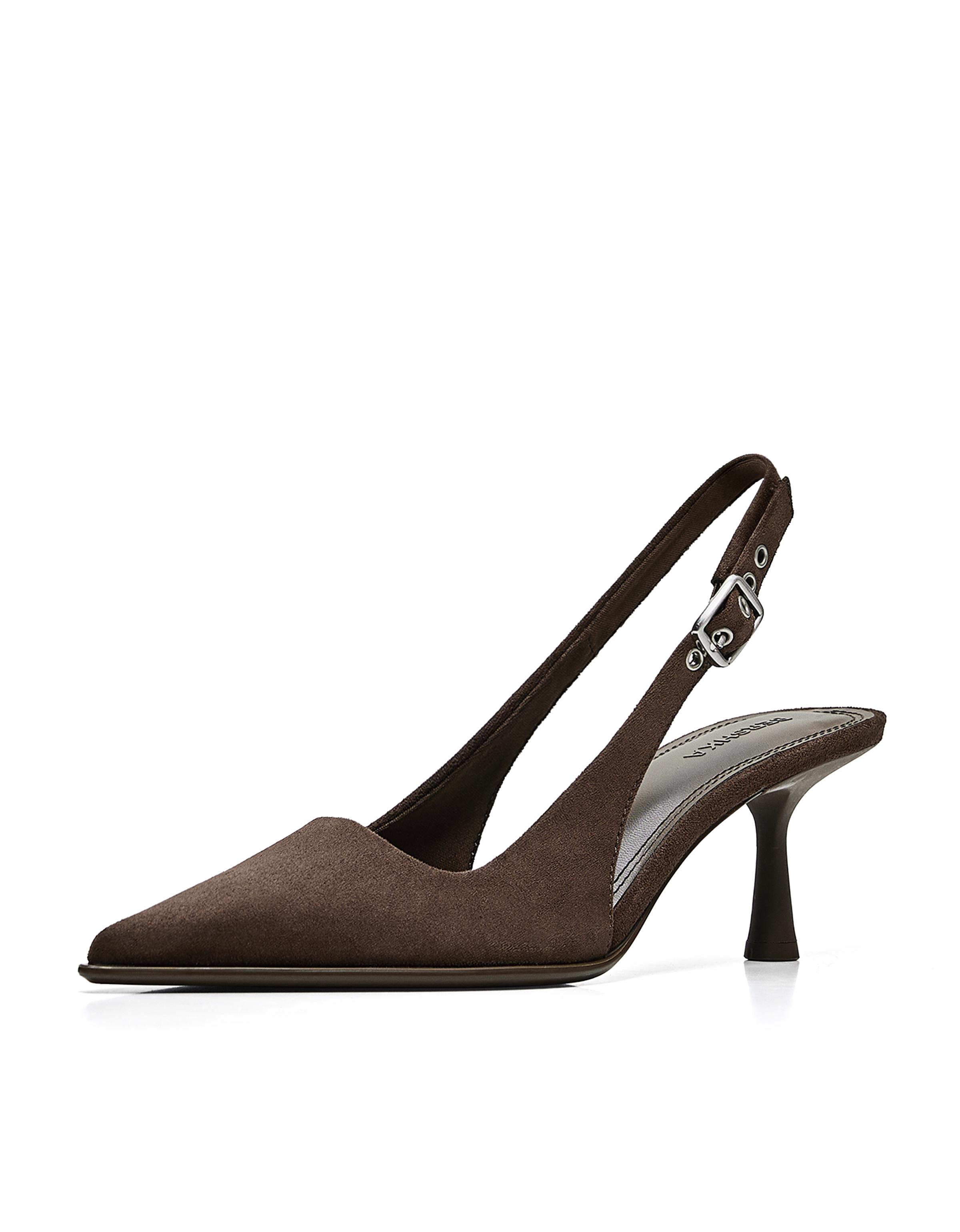 Slingback kitten heel shoes — Brown