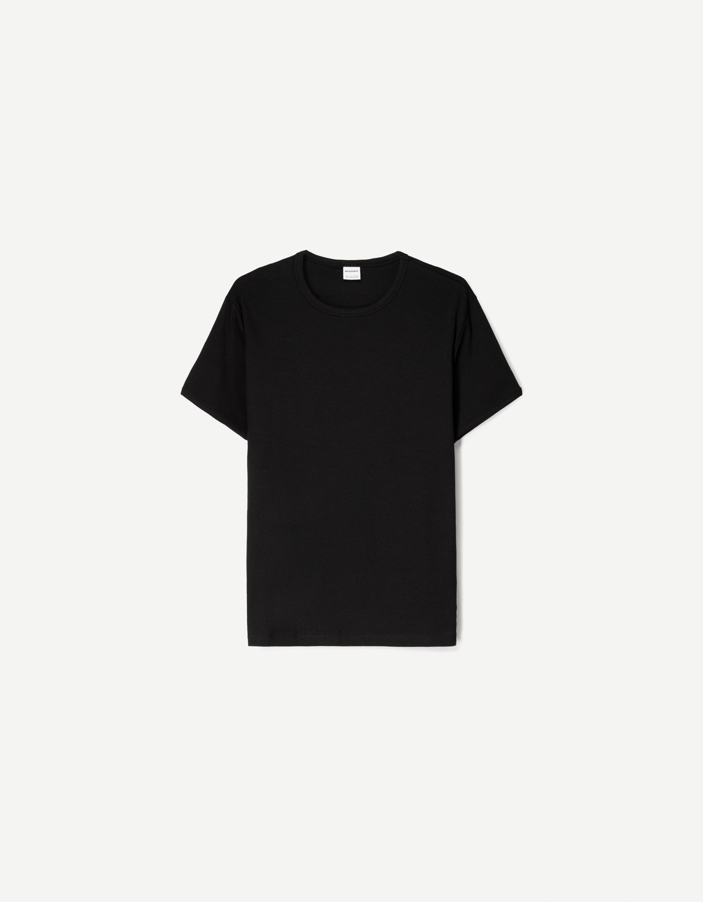 Bershka Geripptes T-Shirt Herren S Schwarz