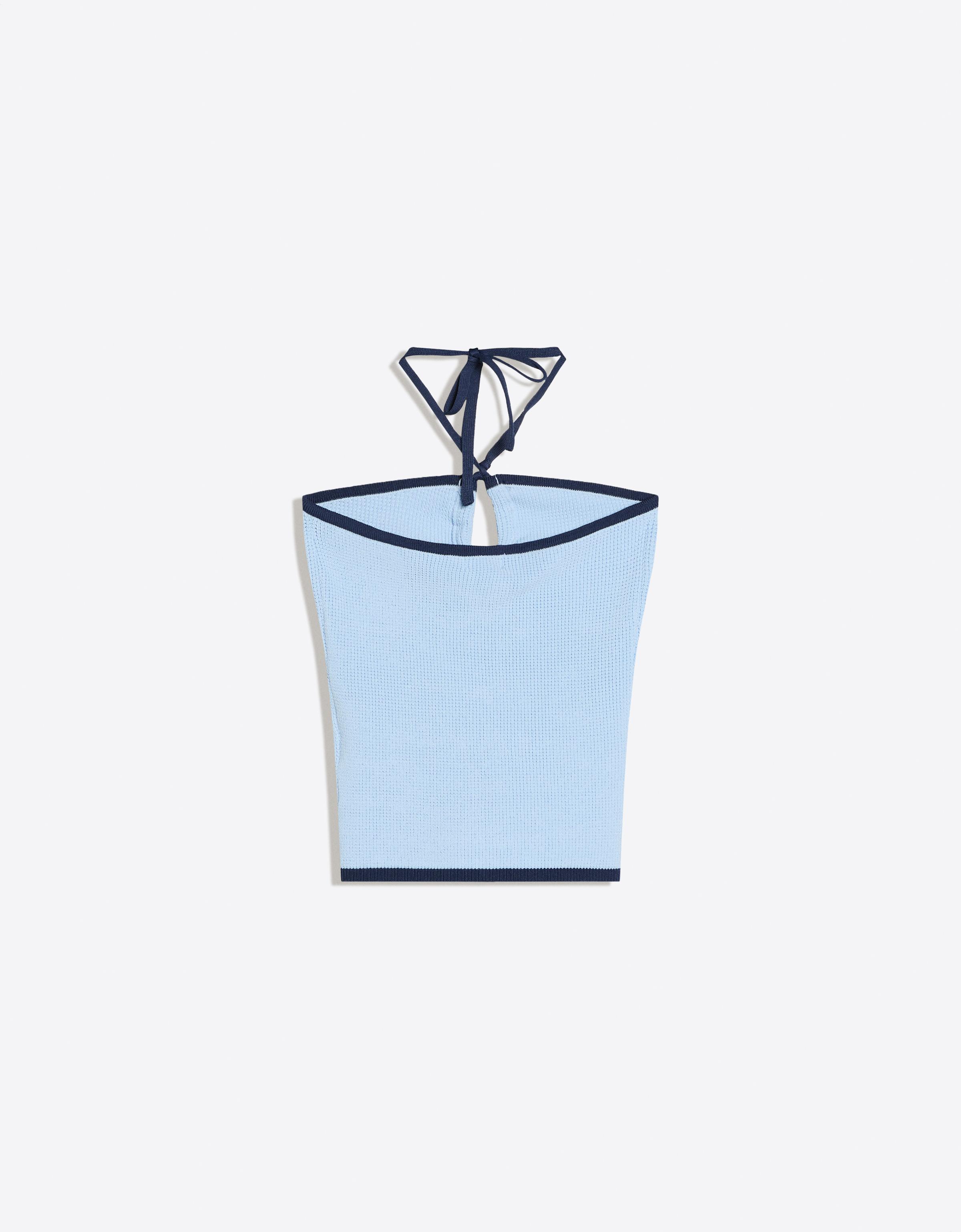 Contrast bandeau knit top — Light blue