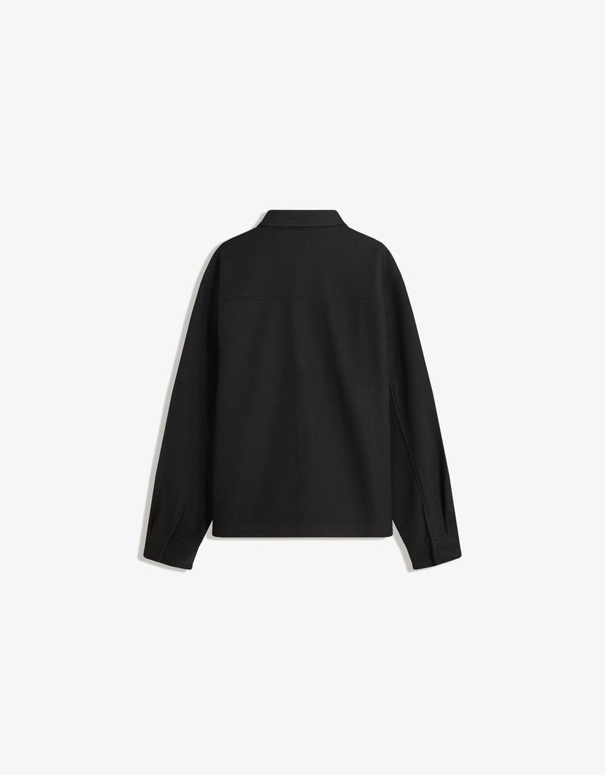 Boxy flanellen overshirt-Zwart