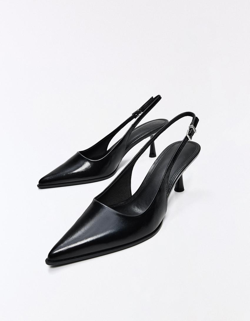 BUCKLE DETAIL HEELED SHOES-BLACK