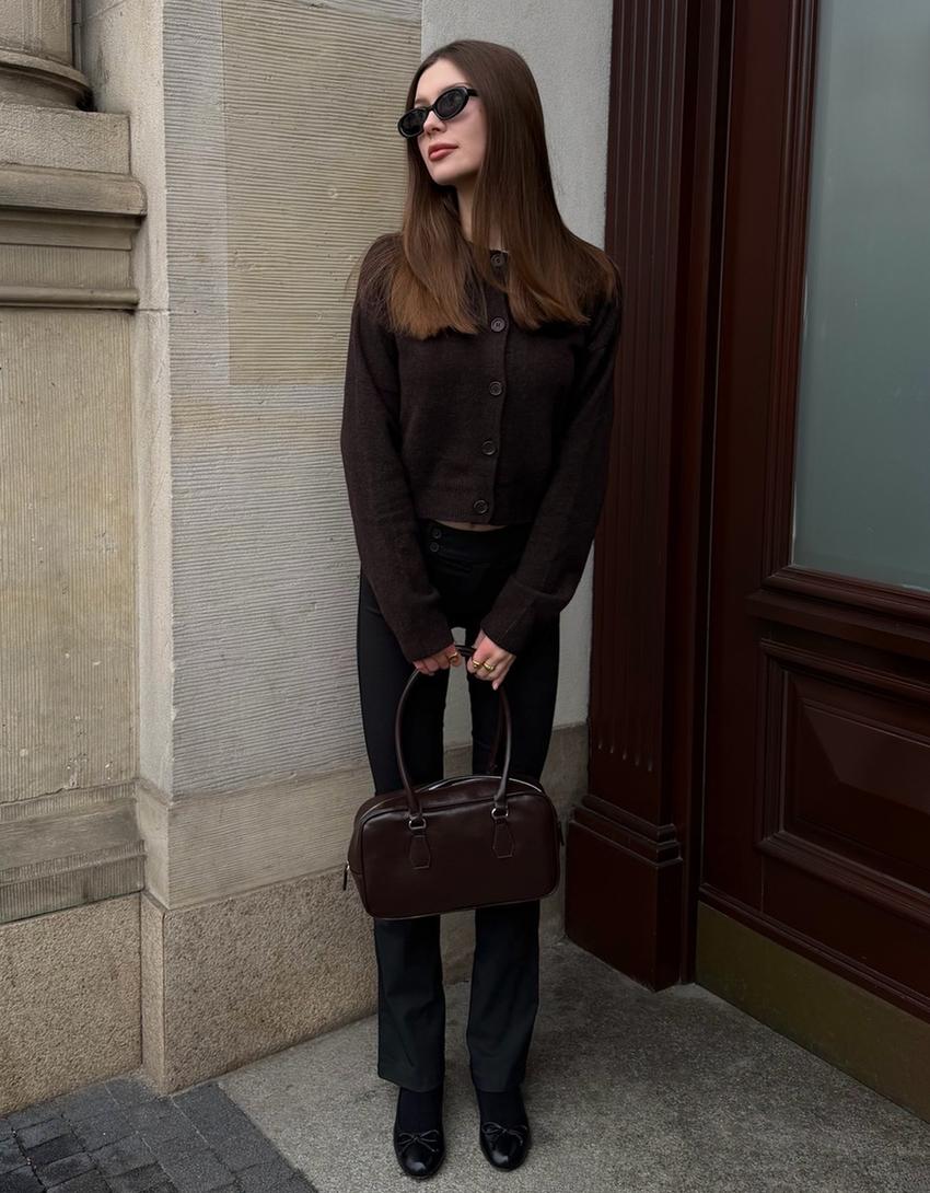 Cardigan mit Knöpfen und Soft-Touch-Braun