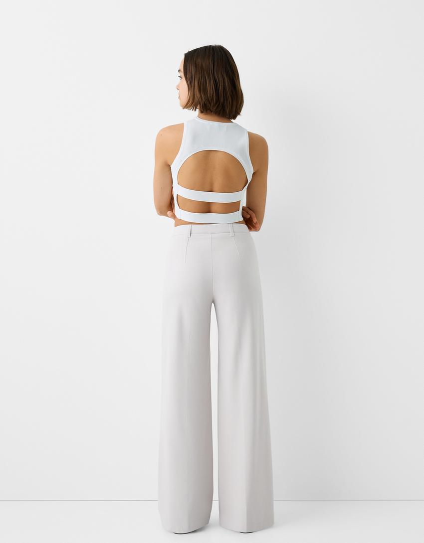 Pantalons de cama ampla tailoring-Pedra-2