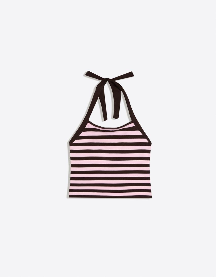 Neckholder-Stricktop-Rosa