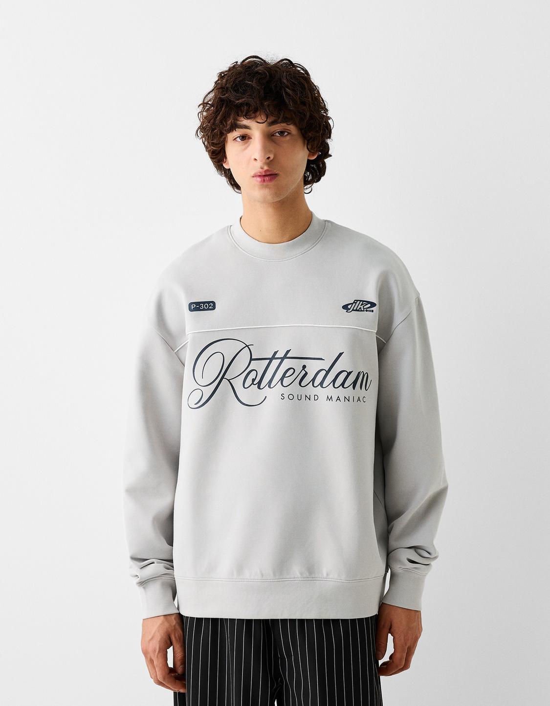 Sudadera Estampada Holgada De Cuello Redondo - Verde | 's® ES