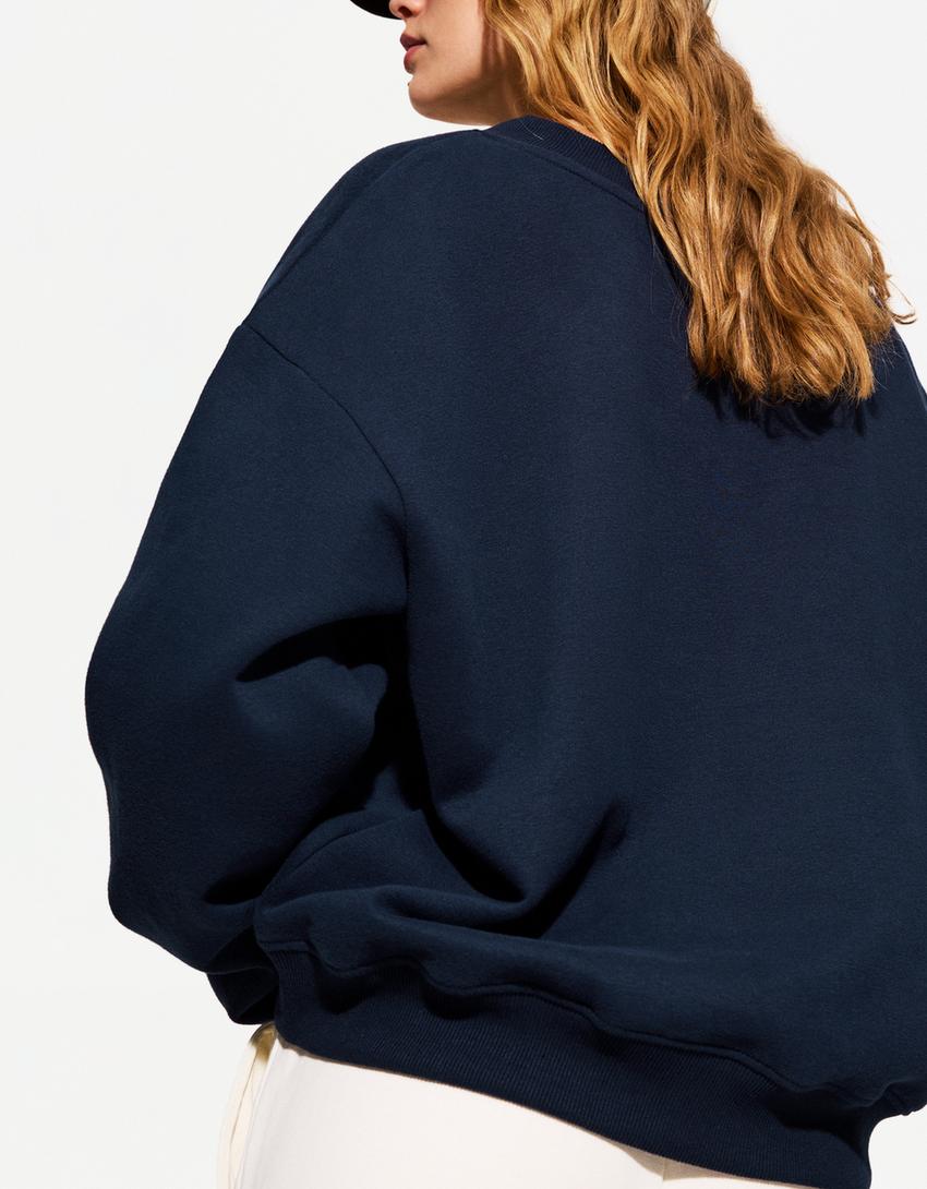 Trui met V-hals-Marineblau-2
