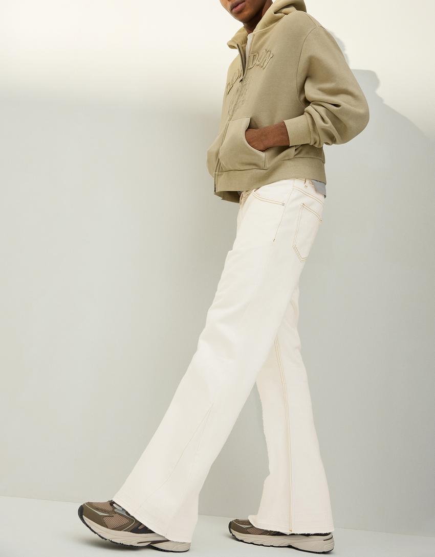 Jeans flare straight fit-Avorio