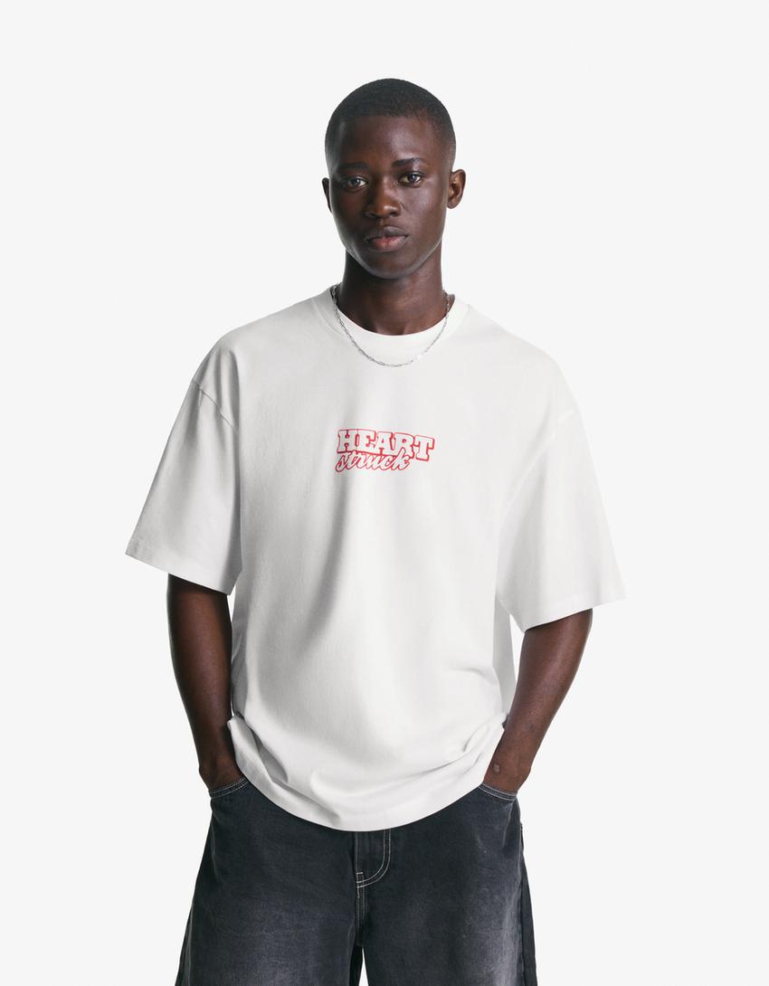 Kortærmet T-shirt med print-Hvid-0